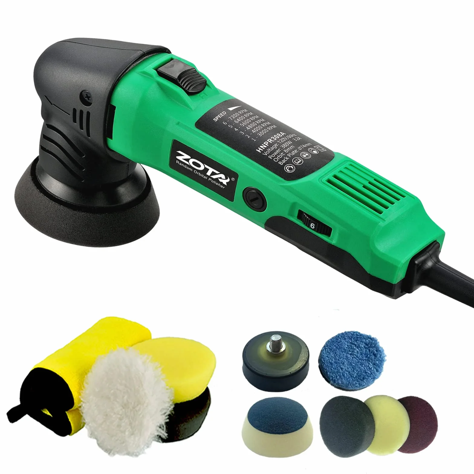 ZOTA Mini polerka do polerowania 2 cale / 5 cm auto bufor polerka z losową orbitą 8 mm polerki i tampony samochodowe do detali samochodowych, zmienna prędkość mała polerka buforowa.