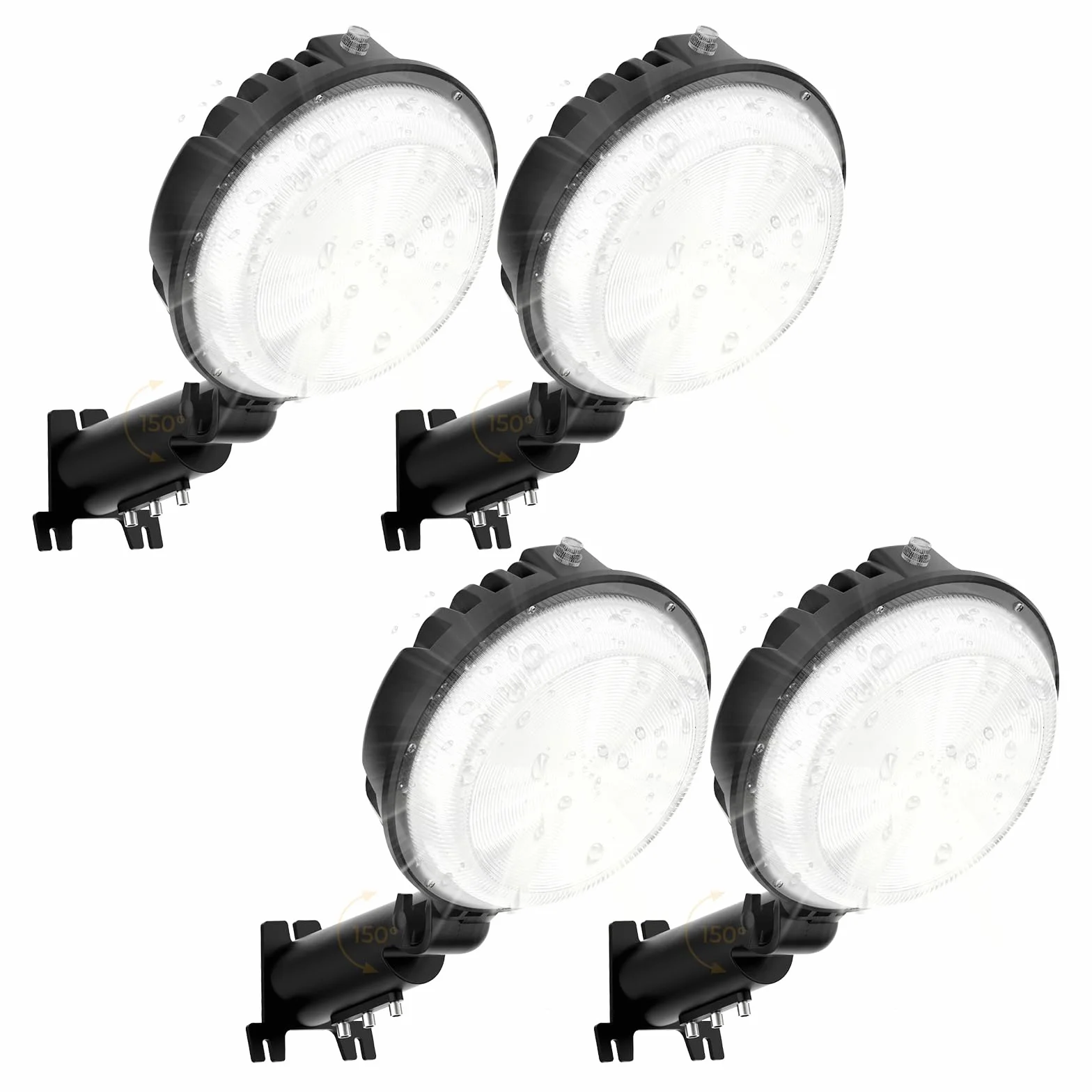 toberich - 4-pak lamp LED do stodoły 150 W, 18000 lm, oświetlenie zewnętrzne z fotokomórką 6500 K, regulowany kąt, IP66 światło dzienne, wodoszczelne, do GCD-01