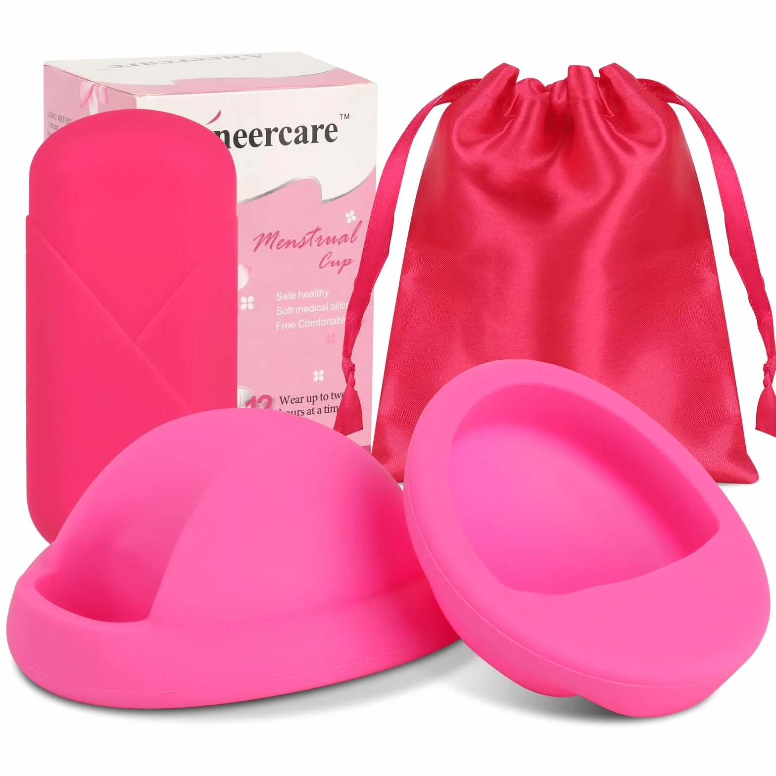 Dysk menstruacyjny, Menstrual Disc, krążek menstruacyjny wielokrotnego użytku, kubek menstruacyjny z miękkiego silikonu medycznego, alternatywne miękkie tampony (różowe, S+L)