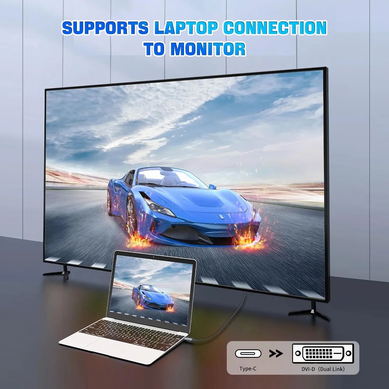 DVI Cable Adapter - 4K @60Hz DVI-D Dual Link Male kompatybilny z MacBook, iPad, Dell XPS itp. Konwerter kabli do monitora, telewizora, projektora 2 m