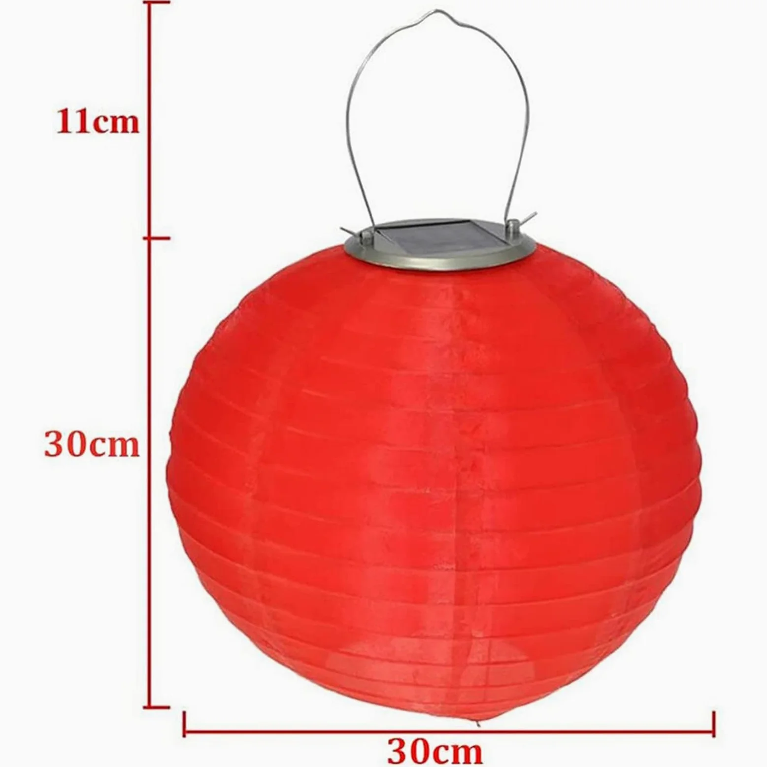 3 szt./zestaw zasilany energią słoneczną wiszący lampion LED 12 cali wodoodporny akumulator nylonowe chińskie lampiony na zewnątrz wiszące dekoracje ogrodowe (kolor: czerwony)