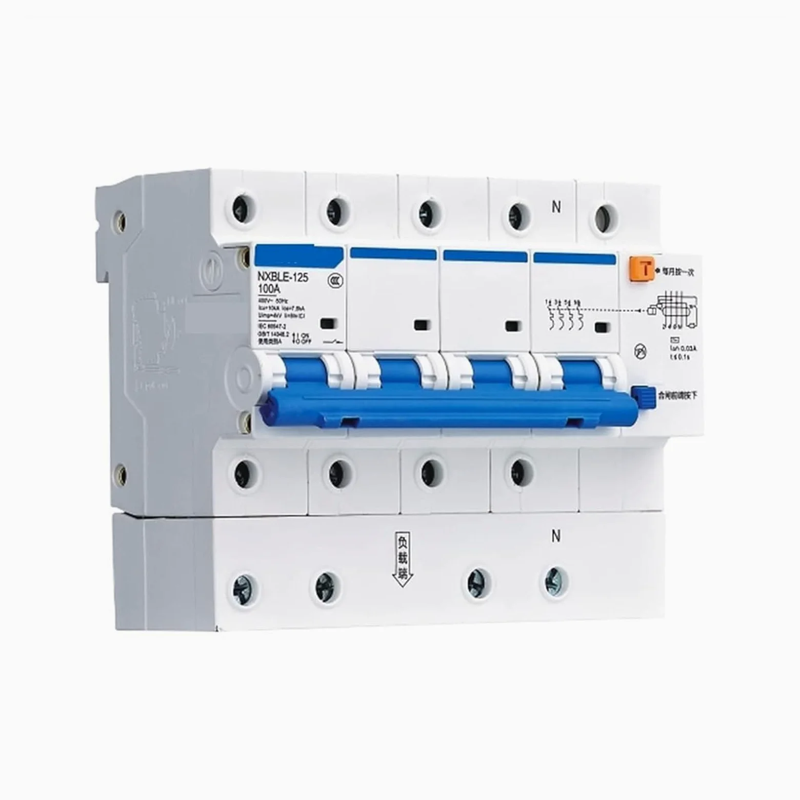 Wyłącznik automatyczny AC230/400V NXBLE32/63/125C typ przeciążenia zwarcie 25 32 40 50 63 80 100 A prąd resztkowy działanie 1 szt. kolor: 1P N rozmiar: NXB (3P N, NXBLE-32 C20)