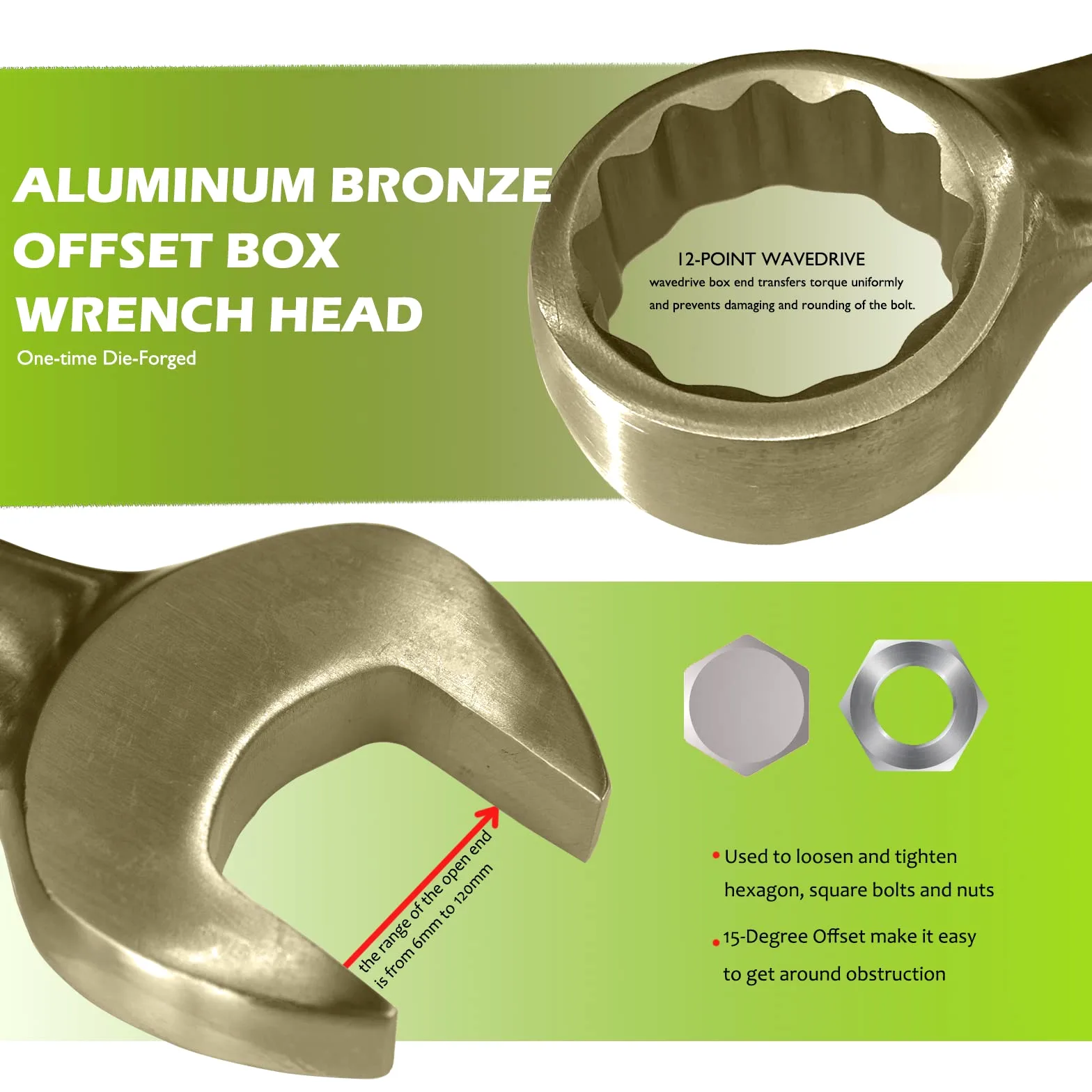 WEDO Klucz płasko-parkingowy, klucz bezpieczeństwa bez iskier, brąz aluminiowy, standard DIN, certyfikat BAM i FM, 24 x 265 mm
