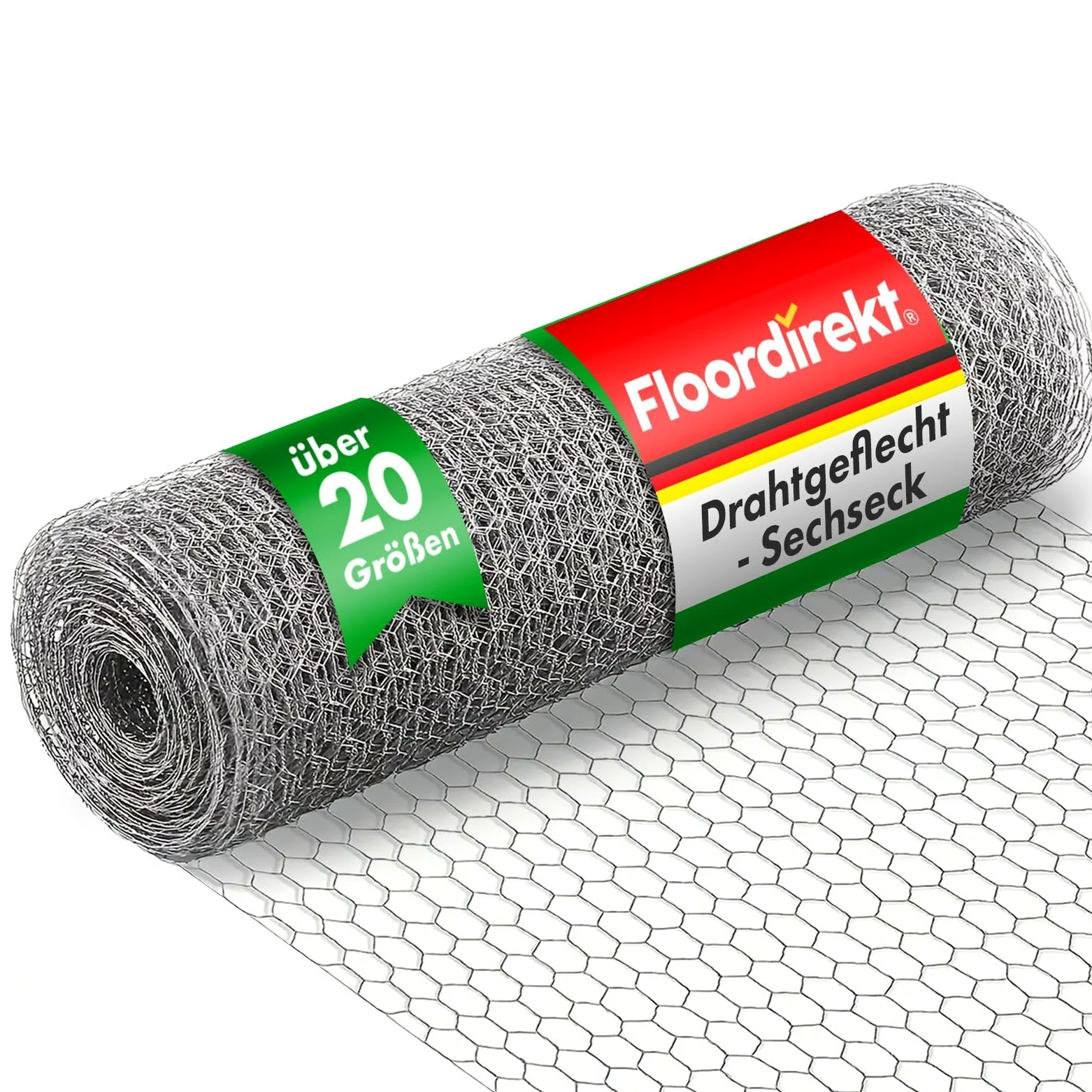 Floordirekt ogrodzenie z siatki drucianej do ogrodu, na balkon i dla małych zwierząt, ogrodzenie z siatki drucianej o sześciokątnych oczkach, wielkość oczek 13 mm, ocynkowana, wiele rozmiarów, 100 cm x 25 m (wys. x dł.)