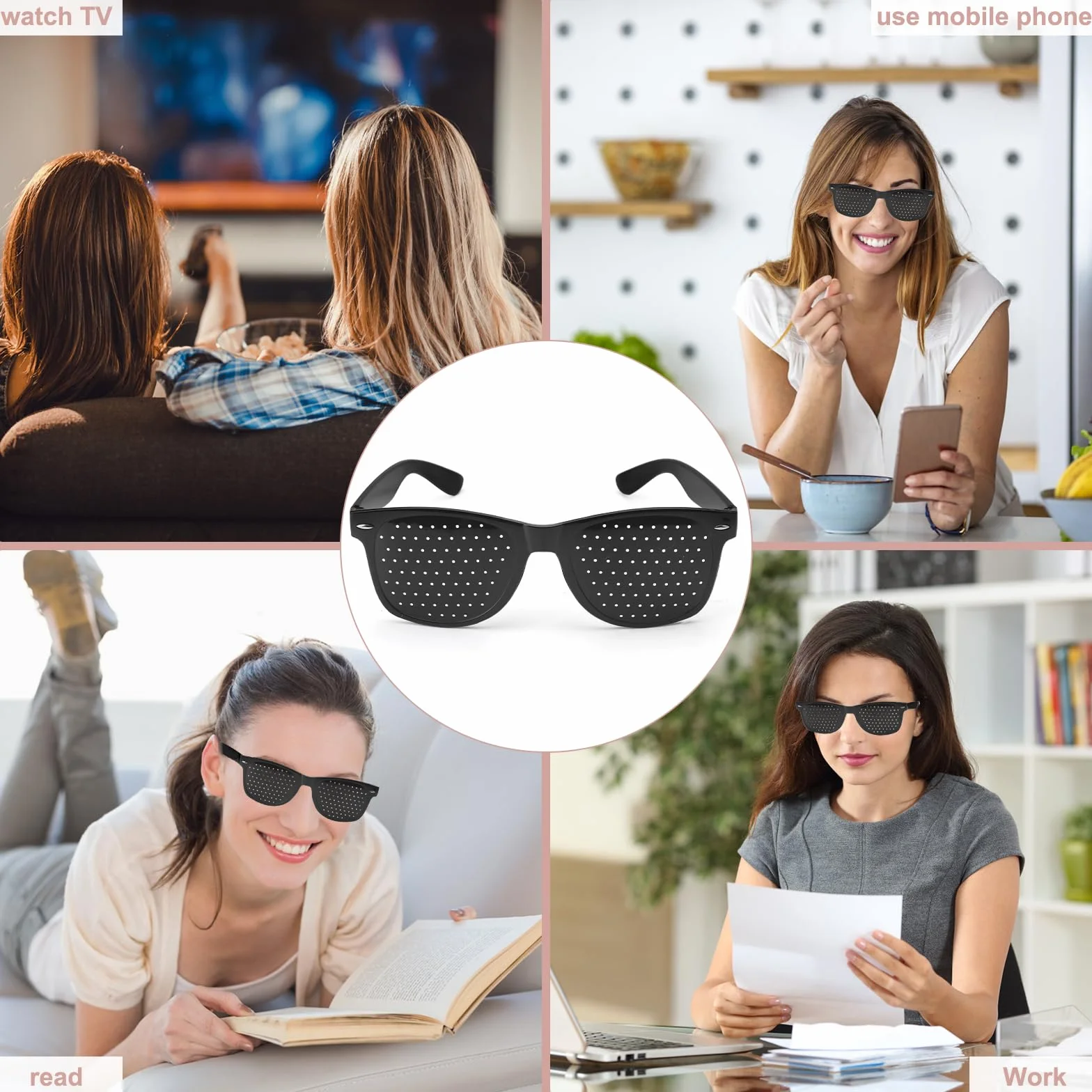 HENGBIRD 3 sztuki okularów rastrowych do treningu oczu, okulary z otworami do treningu oczu, oryginalne i relaksacyjne, z kieszenią na okulary