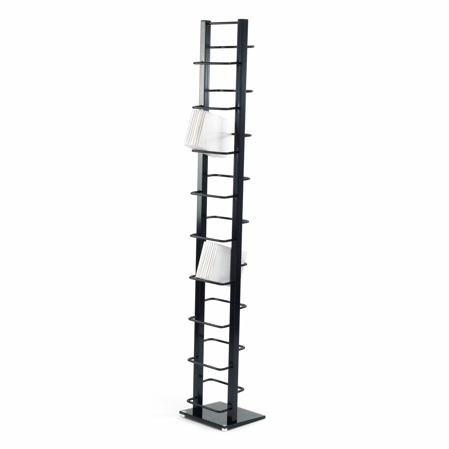 Metalowy regał na płyty CD 138x20 cm retro stojak na płyty czarny