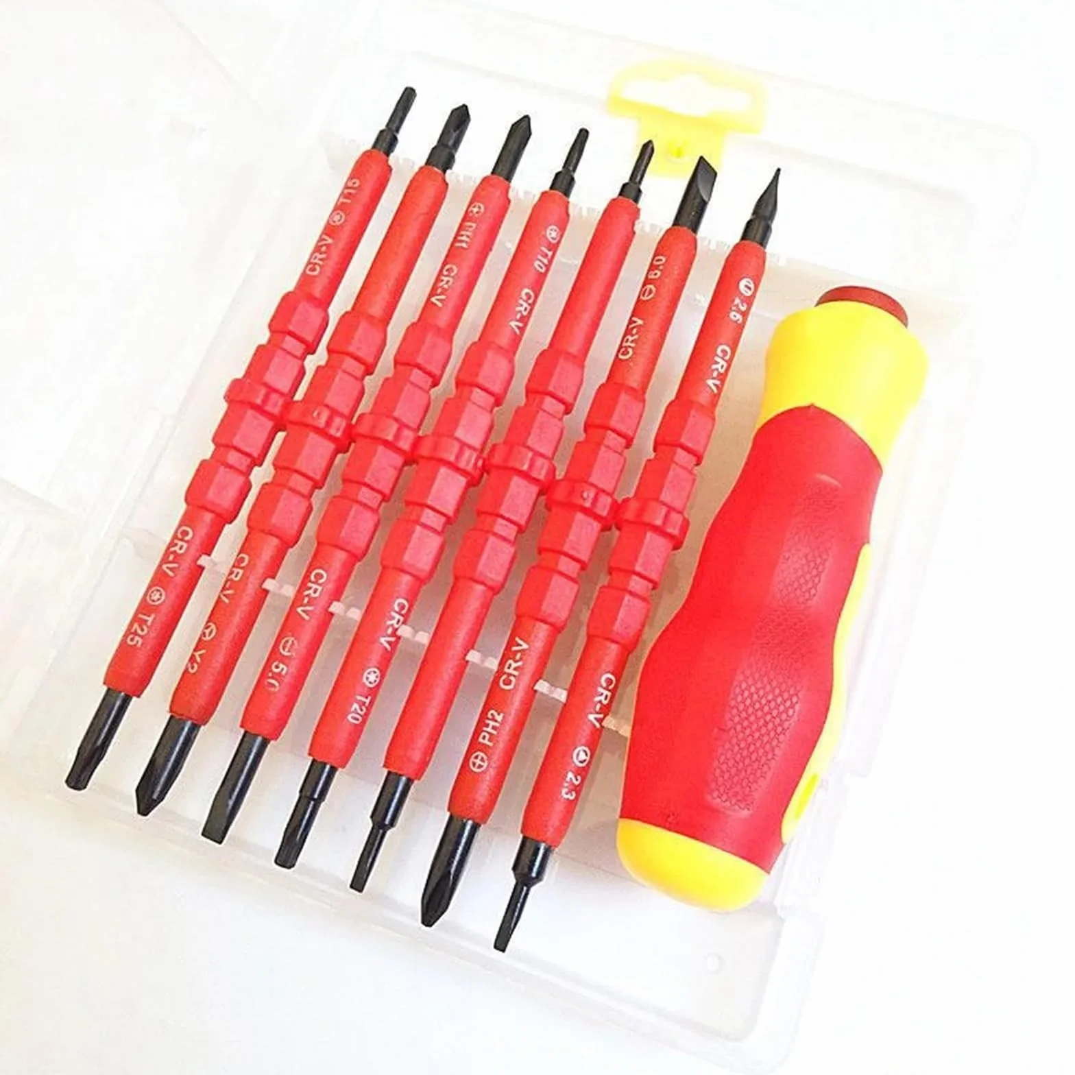 Zestaw izolowanych śrubokrętów dla elektryków - ergonomiczny uchwyt, odpowiedni do prac elektrycznych, wkrętaki nasadowe i gniazdowe Szerokie Zastosowanie(14pcs)