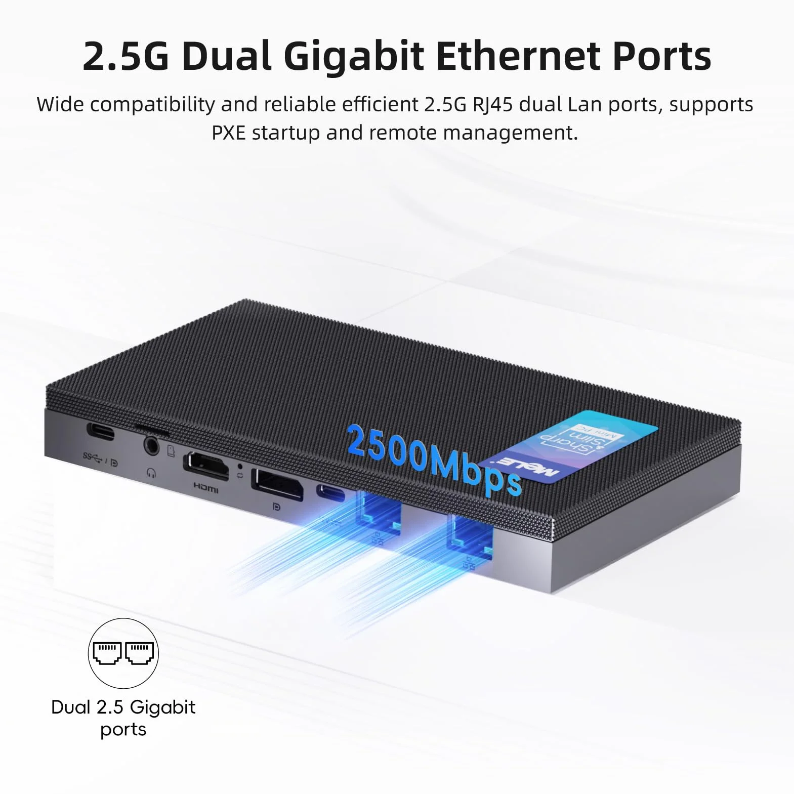 MeLE QuieterDL Fanloze Mini-PC, N100 16GB 512GB, Dual 2.5G LAN HDMI voor IoT
