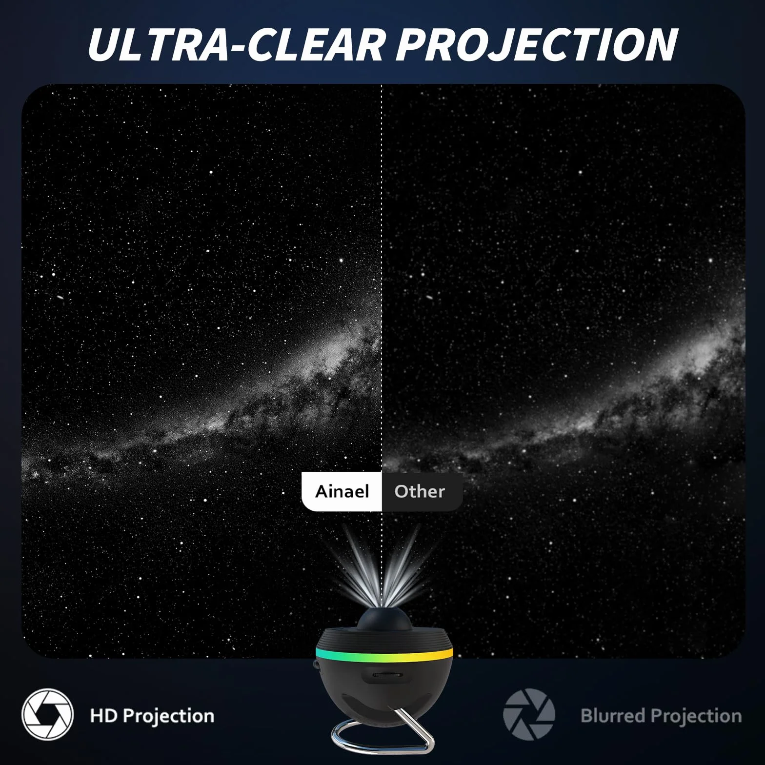 Galaxy Projector, Star Projectors Home Planetarium Space Ceiling Starry Sky Night Light with Light Strip, Meteor and Galaxy Projector & 7PCS Discs for Kid Adult Gift (Black)