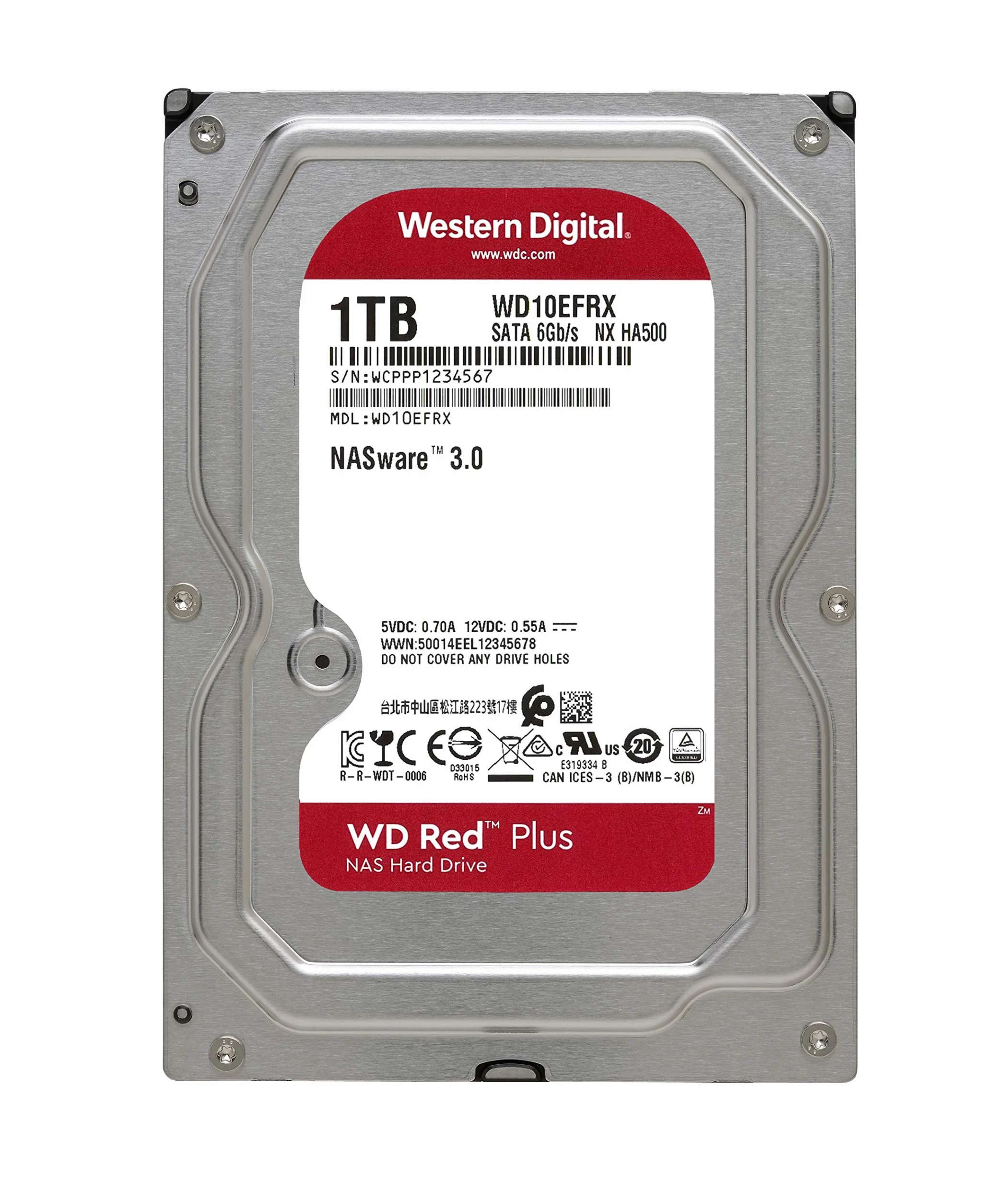 WD czerwony 1 TB NAS 3,5 cala wewnętrzny dysk twardy - klasa 5400 obr./min, SATA 6 Gb/s, CMR, 64 MB Cache - WD10EFRX