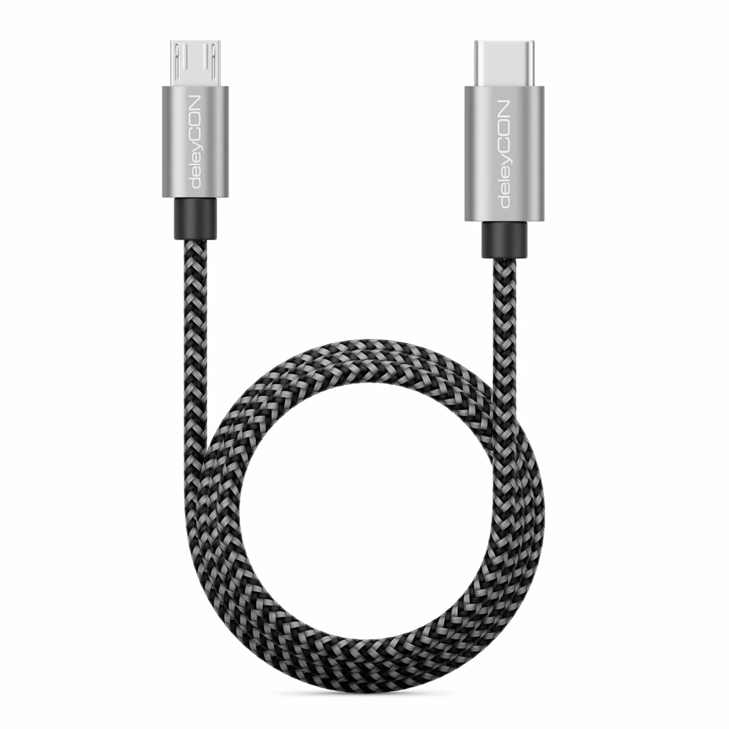 deleyCON 2m Kabel USB-C do Micro USB ładowanie danych czarny