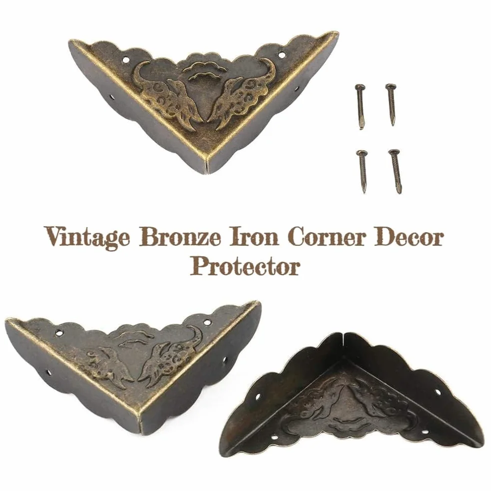 12 stücke Eckenschutz Vintage Bronze Eisen Dekorative Füße für Holzkiste Rand