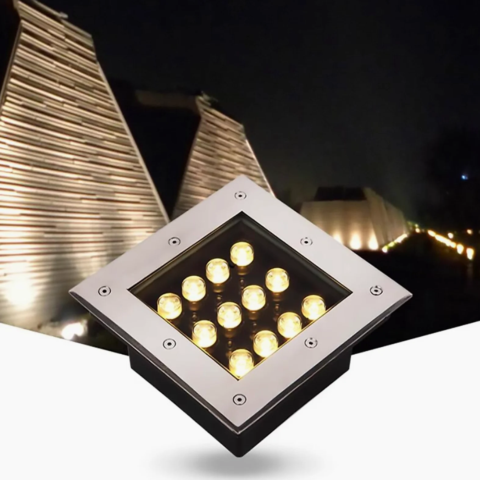 Oświetlenie ogrodowe LED – zewnętrzne lampy wpuszczane w ziemię,reflektor z hartowanego szkła AC 220 V,wodoodporna lampa gruntowa z jednoczęściową soczewką optyczną IP66,lampa podłogowa do ogrodu,
