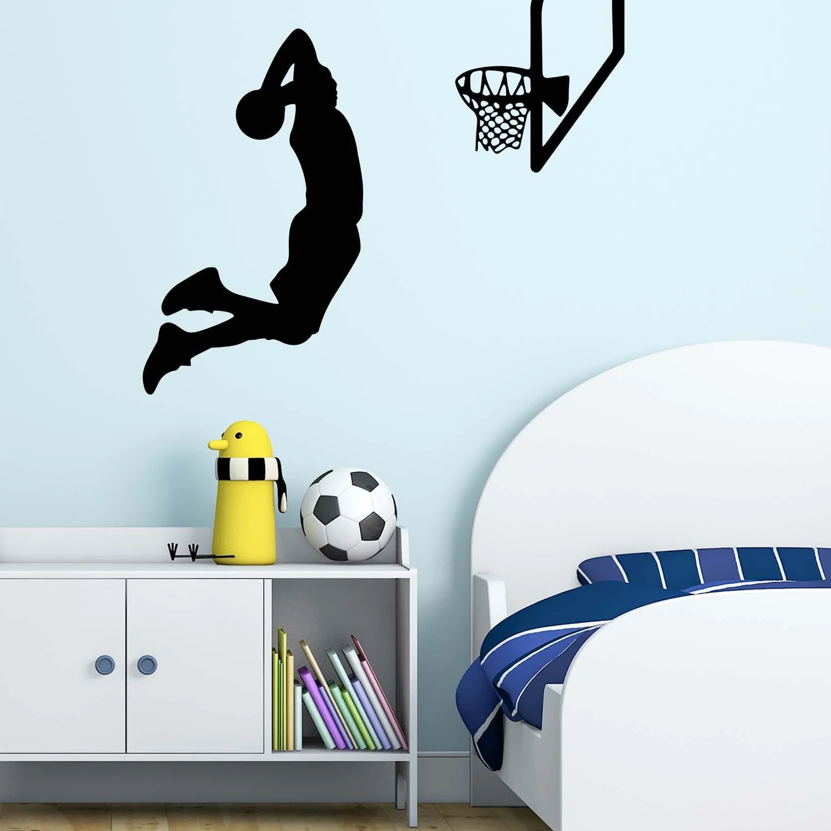 Tatuaż ścienny z motywem koszykówki, sportowego gracza, naklejka ścienna 61 x 51 cm, inspirująca naklejka ścienna do sypialni, chłopców, pokoju dziecięcego, pokoju młodzieżowego, pokoju zabaw