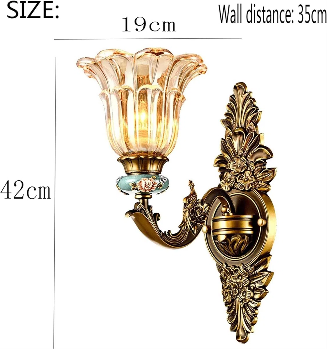Kinkiety Vintage Mosiężny Kinkiet Ścienny Ze Szklanym Kloszem Wystrój Wnętrz E27 Z Połowy Wieku Oświetlenie Ścienne(1light)