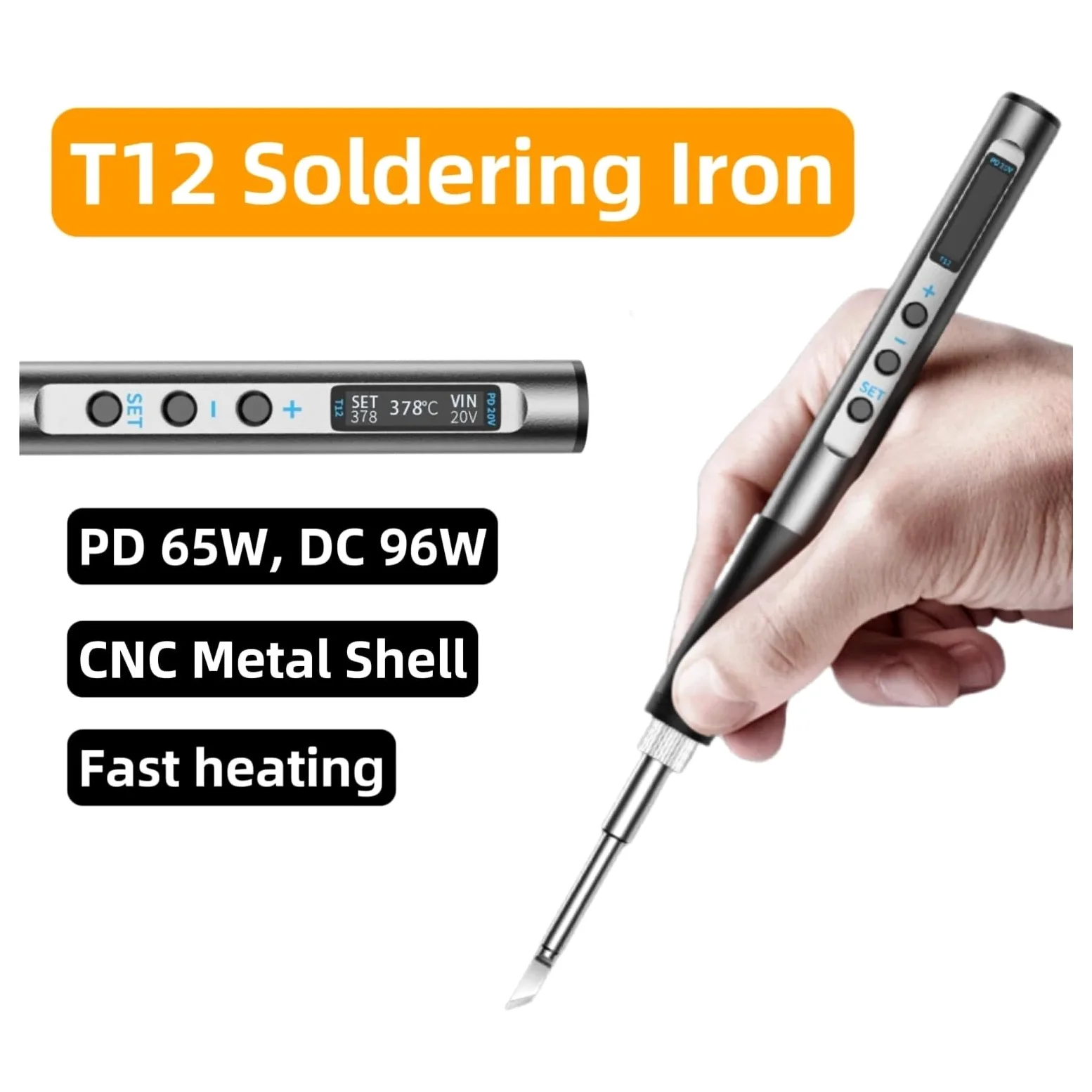 Przenośna Lutownica Elektryczna T12 PD 65W DC 72W CNC Metal Body Regulowana Temperatura Lutowania Stacja Spawalnicza Szybkie Nagrzewanie Najlepszy Prezent