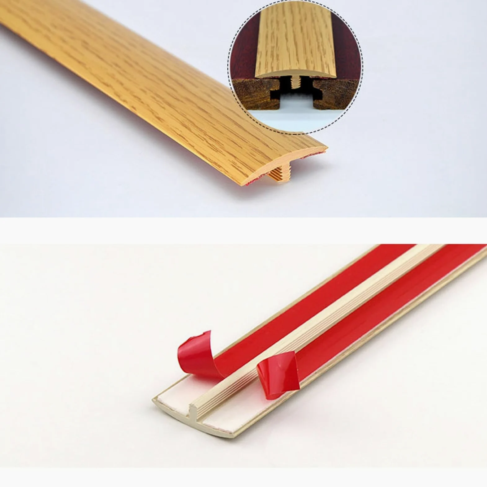 listwa podłogowa w kształcie litery T, 90 cm, samoprzylepna listwa przejściowa do płaskich podłóg, osłona szwów między laminatem z twardego drewna winylowego (T12,3 szt.)