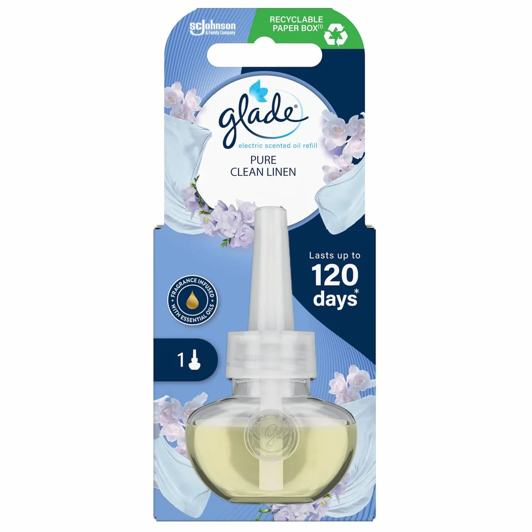 Glade® Wkład do elektrycznego odświeżacza powietrza Electric Scented Oil o zapachu Pure Clean Linen, zapas 20ml