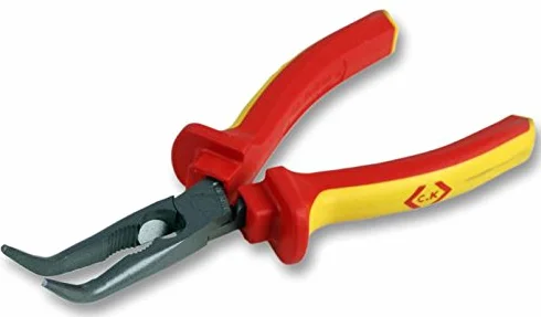 Nos bekasowy, zagięty, 200 mm, VDE, długość całkowita 200 mm, wygięta końcówka w stylu szczypiec, typ uchwytu, ergonomiczny, typ szczęki, ząbkowany, długość 200 mm