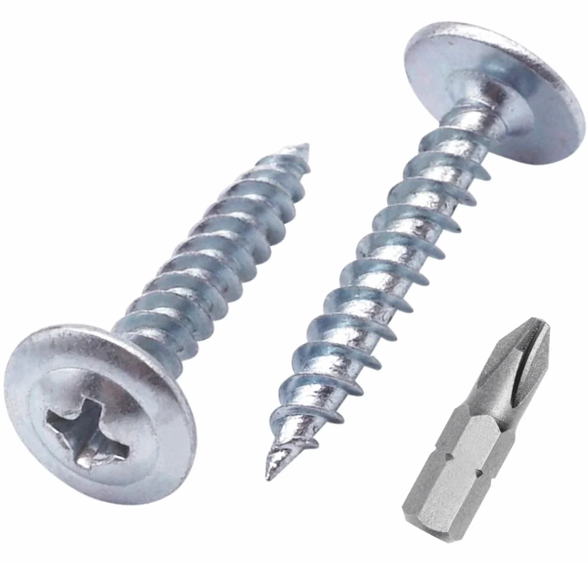 SKIR'CO (150 szt.) stal ocynkowana 4,2 x 25 mm srebrne wkręty do drewna, metalowe śruby, zmodyfikowana głowica kratownicy krzyżakowej, samogwintująca