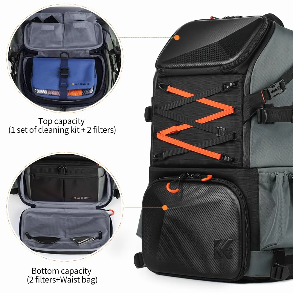 K&F CONCEPT Plecak na aparat 32L Wodoodporny 15,6-calowa kieszeń na laptopa