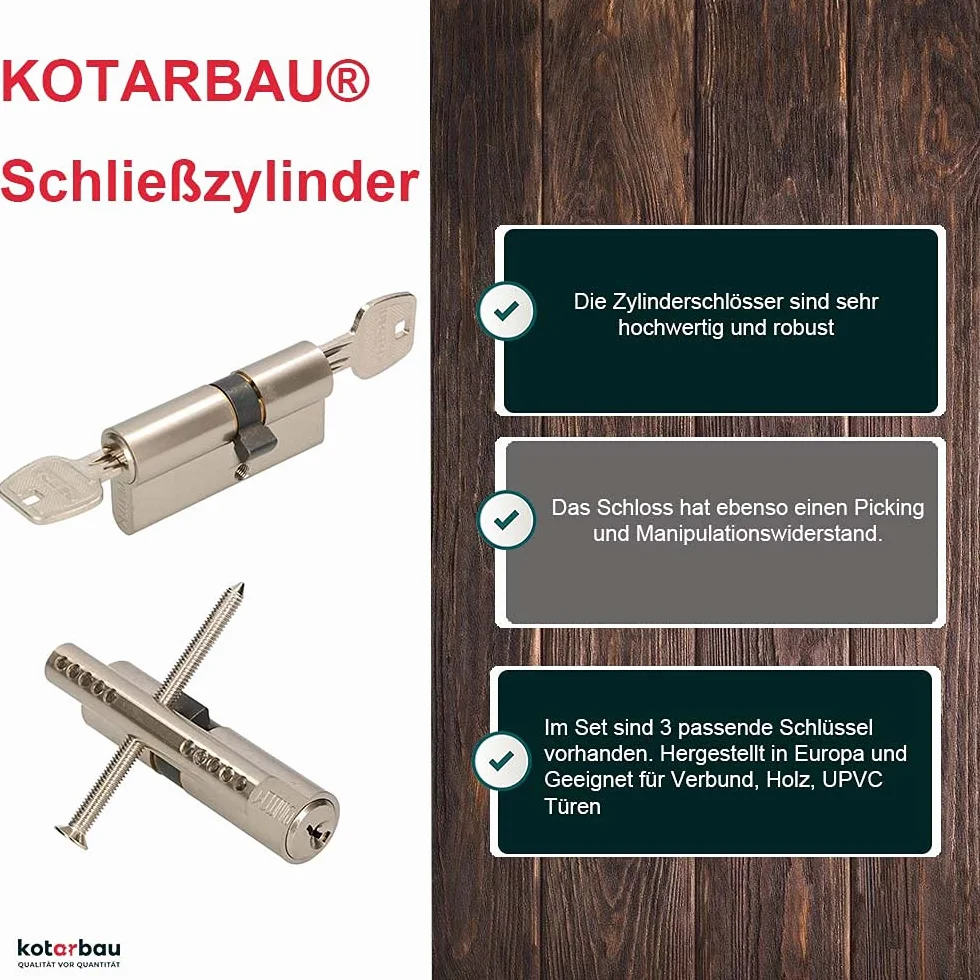 KOTARBAU® Wkładka bębenkowa zamka do drzwi 30/35 nikiel