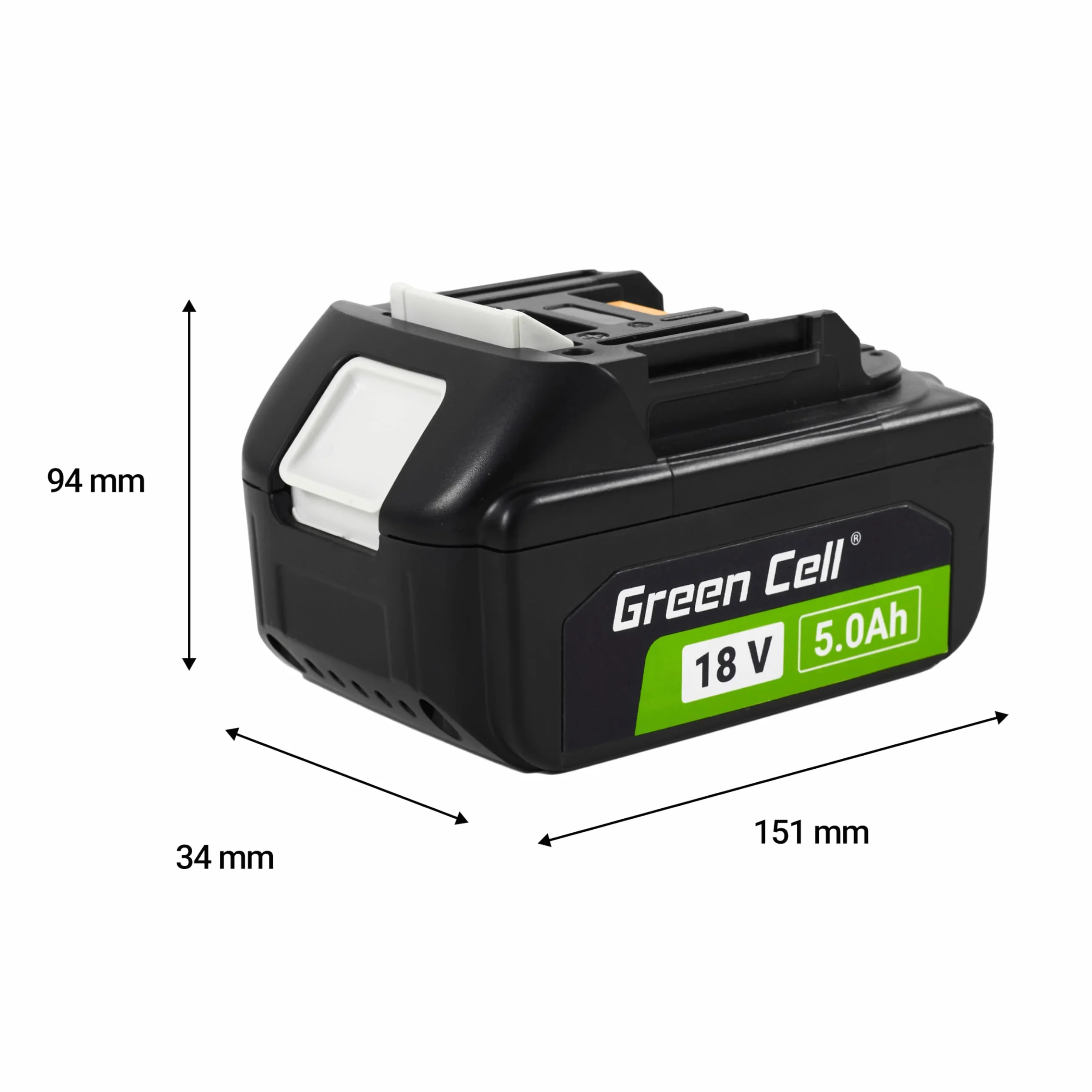 Akumulator Green Cell 18V 5Ah Li-Ion do elektronarzędzi Makita LXT — Wysokiej Jakości Zamiennik, Wskaźnik LED Naładowania, Zoptymalizowana Wydajność i Trwałość