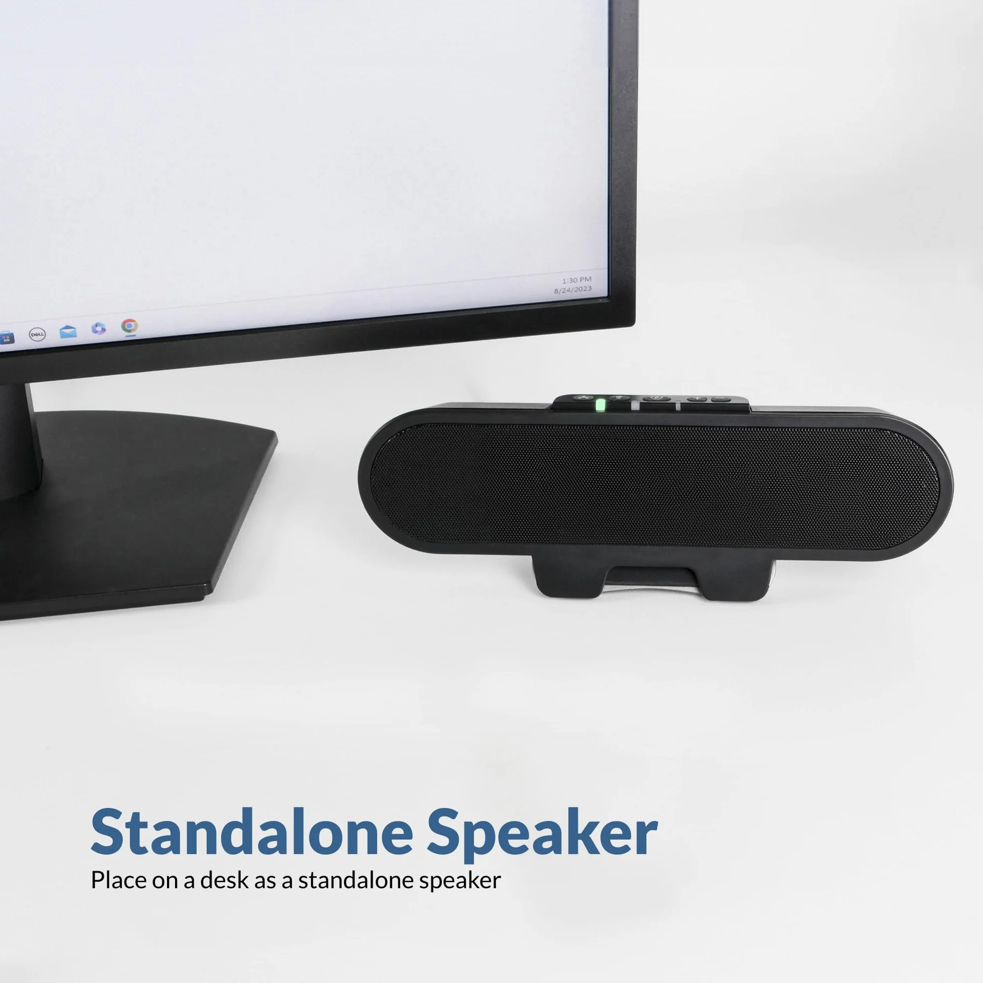 Cyber Acoustics Listwa głośnikowa USB i Bluetooth (CA-2890PRO) Głośnik zasilany przez USB z głośnikiem do PC i Bluetooth do smartfonów, zaciski do monitorów o grubości do 5 cm