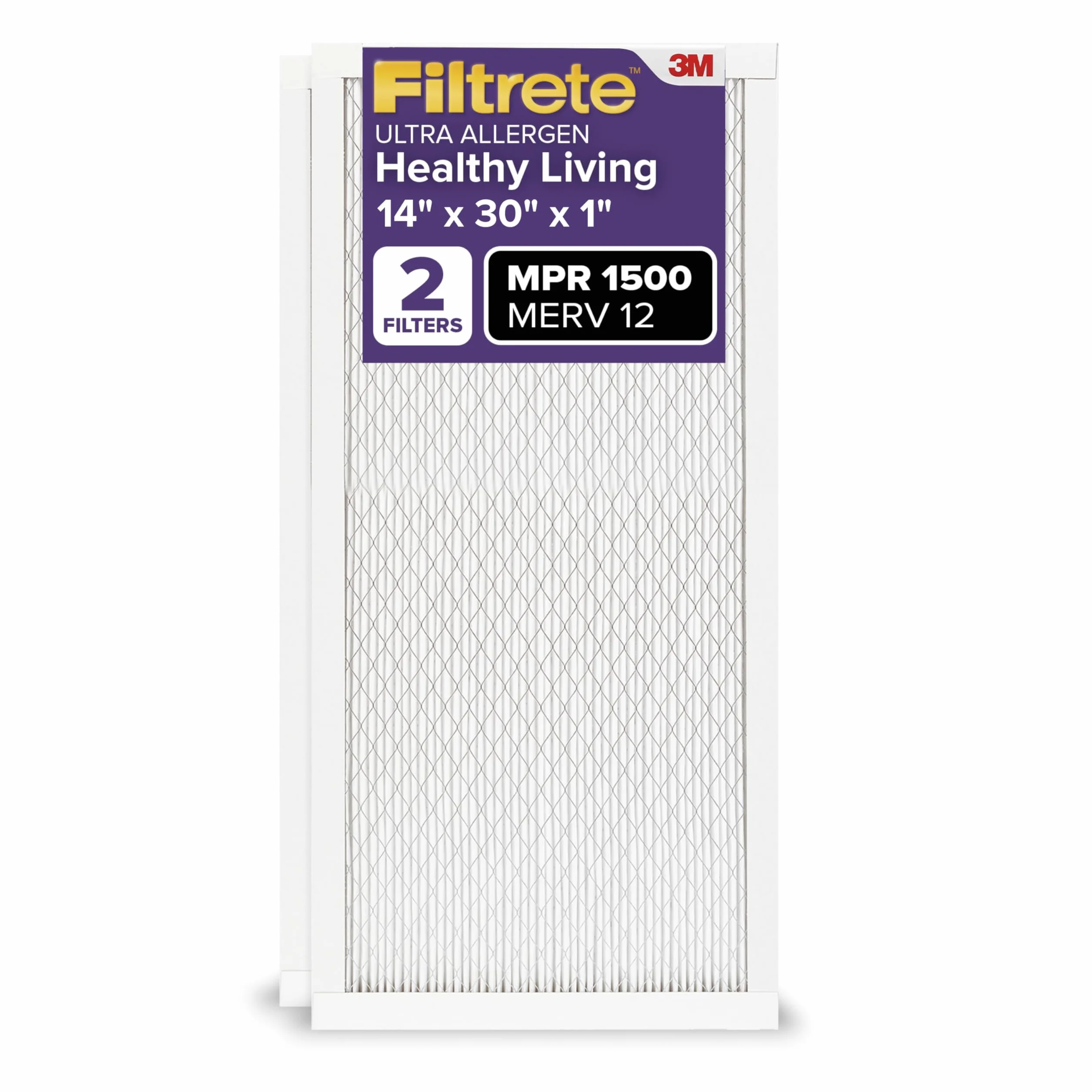Filtrete 14 x 30 x 1 filtr powietrza do pieca AC, MERV 12, MPR 1500, certyfikowany astma i przyjazny dla alergików, 3-miesięczny plisowany 1-calowy elektrostatyczny filtr do czyszczenia powietrza,