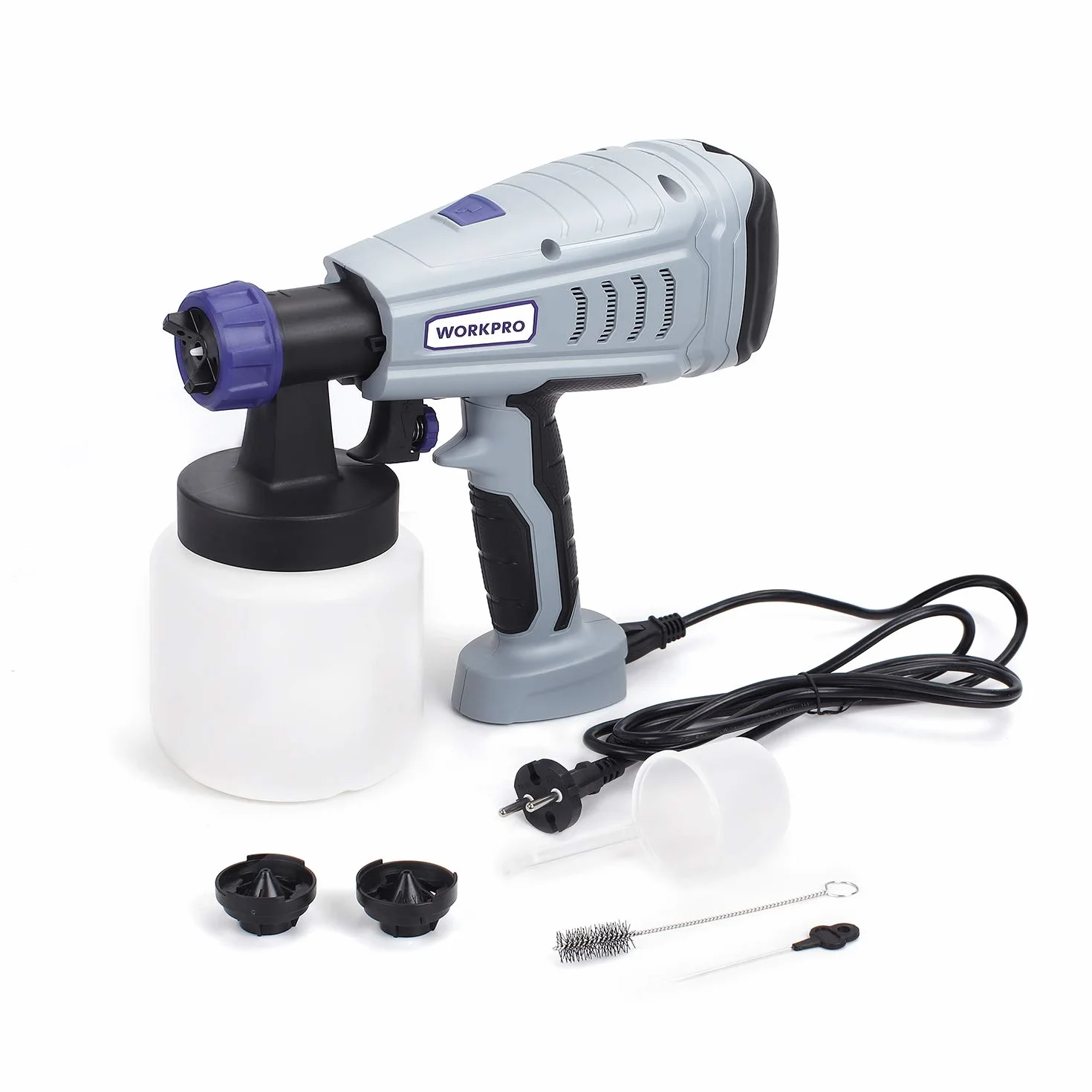 WORKPRO System Natryskowy 1200 ml/min, Elektryczny Pistolet HVLP 550 W 840 ml, Ze Zdejmowanym 3 Wzorami Natrysku, Do Lakieru/Farby Ściennej