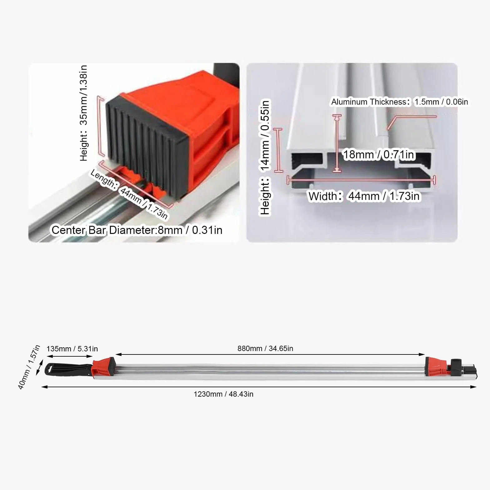 HUIOP Prowadnica do Cięcia Prostego Doskonały materiał ze Stopu Aluminium do Wszechstronnego Cięcia Prowadnica Pilarki Stołowej z prostą krawędzią Różnych Projektów Związanych z obróbką Drewna