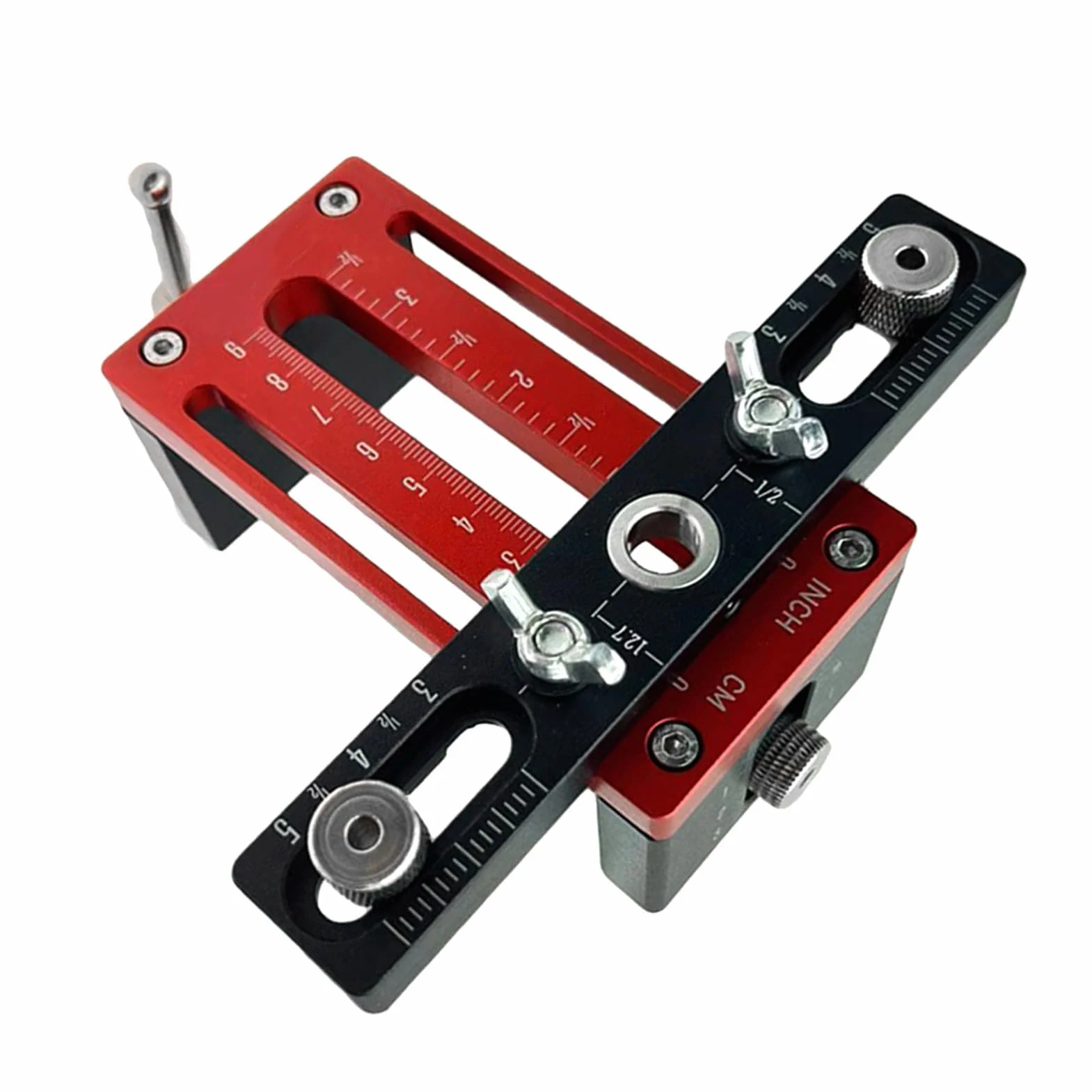 Headerbs Szablon do Montażu Drzwi Szafy, Pozycjoner do Montażu Drzwi ze Stopu Aluminium z Wiertłami Udarowymi, Regulowana wysokość od 10 60 Mm, Dokładne Narzędzie Mocowania Zawiasów Szafek