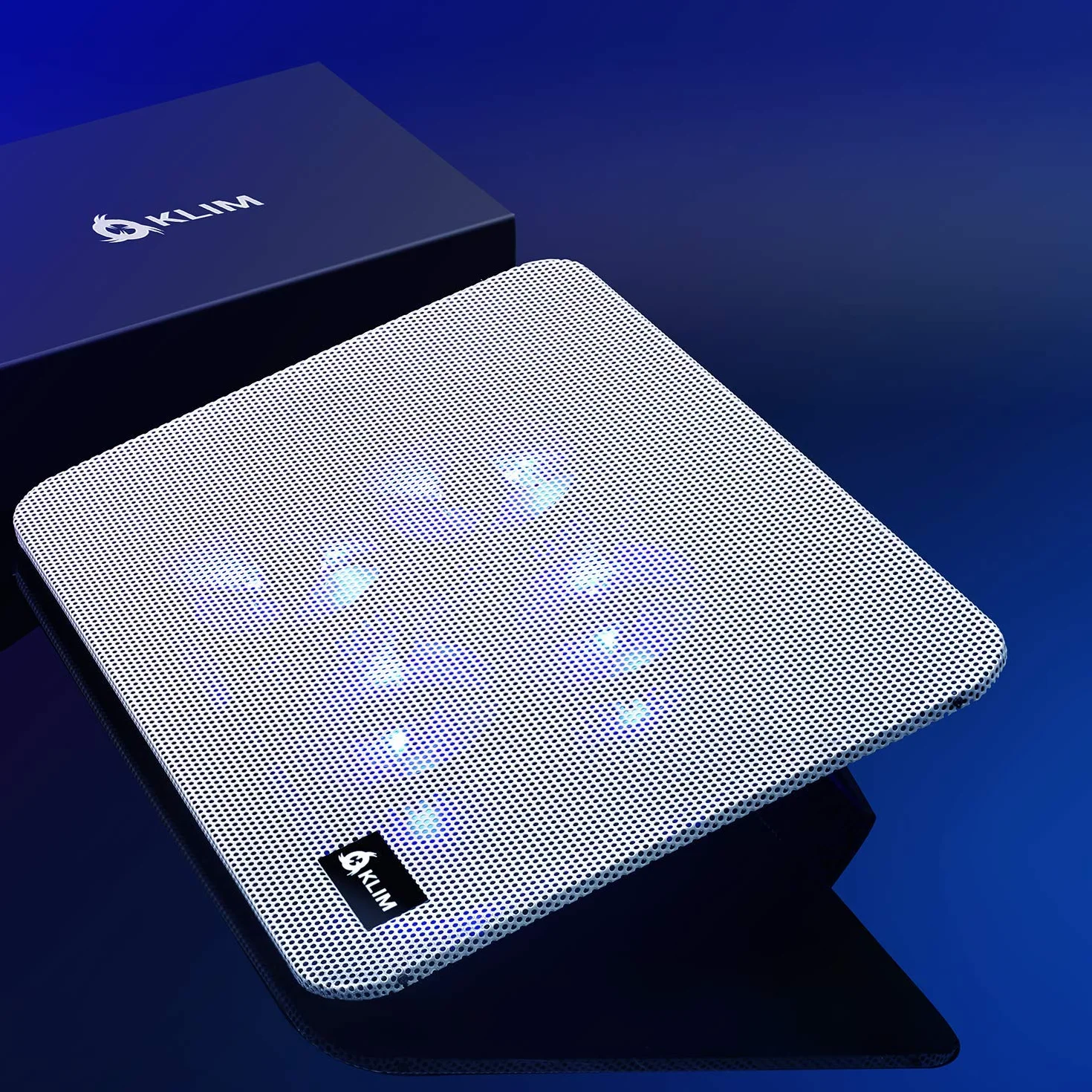 KLIM Serenity Stojak chłodzący do laptopa 11-15,6 cala Metalowa siatka Cicha podkładka Biały