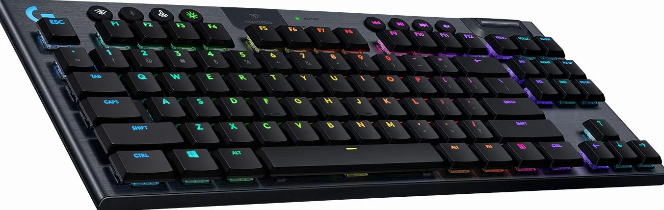 Logitech G 915 TKL Tenkeyless Lightspeed Wireless RGB Mechanical Gaming Keyboard, Przełączniki liniowe Niskoprofilowe Opcje przełącznika, LIGHTSYNC RGB, zaawansowane Wireless i Bluetooth Support -