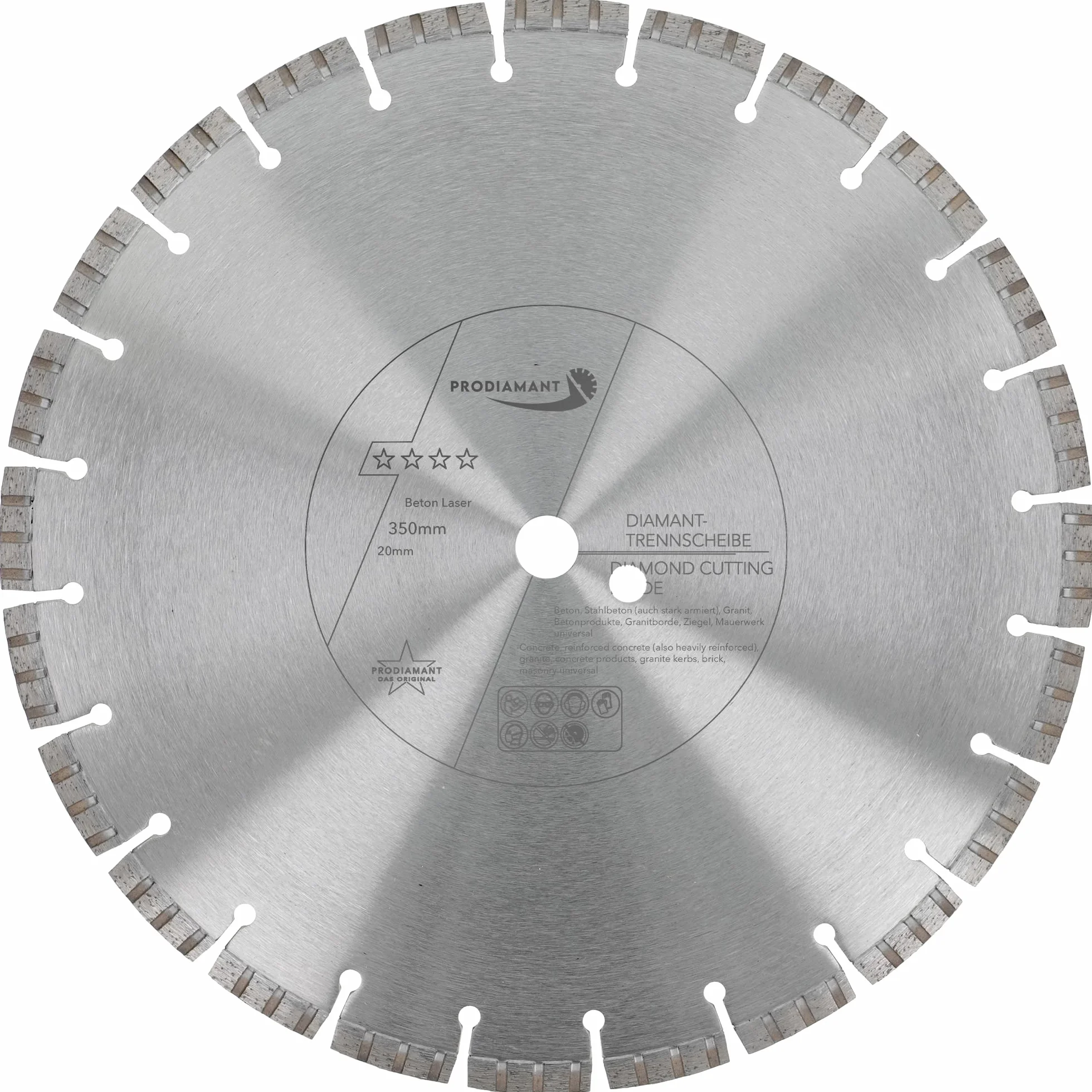 PRODIAMANT Diamentowa tarcza tnąca 350 mm x 20 do betonu żelbetowego kamień i cegła diamentowa turbo-segmenty spawane laserowo