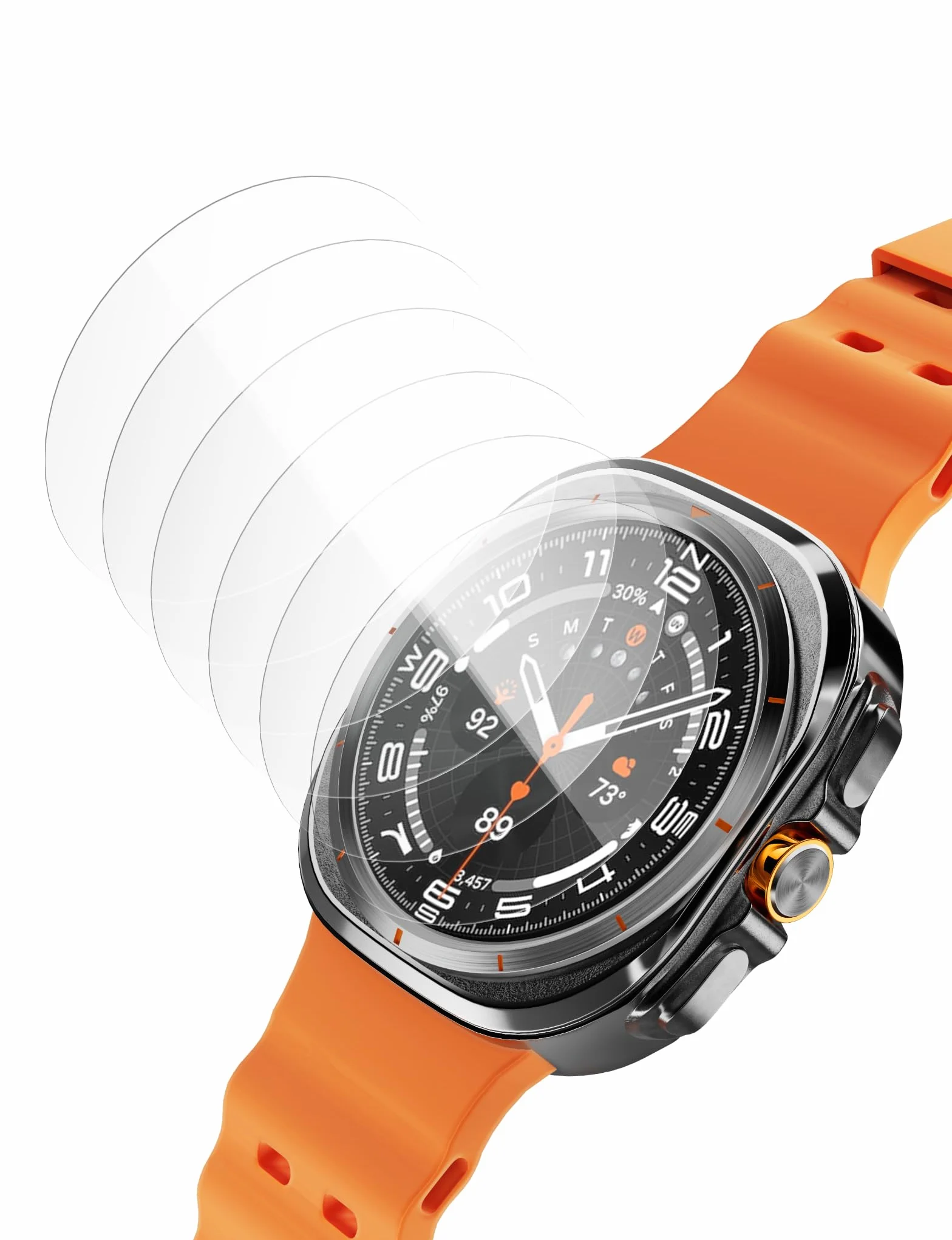 Sinoacc 6-pak ochraniaczy ekranu 47 mm do Galaxy Watch Ultra / Galaxy Watch 6 Classic, szkło hartowane, odporne na zarysowania, pyłoszczelne
