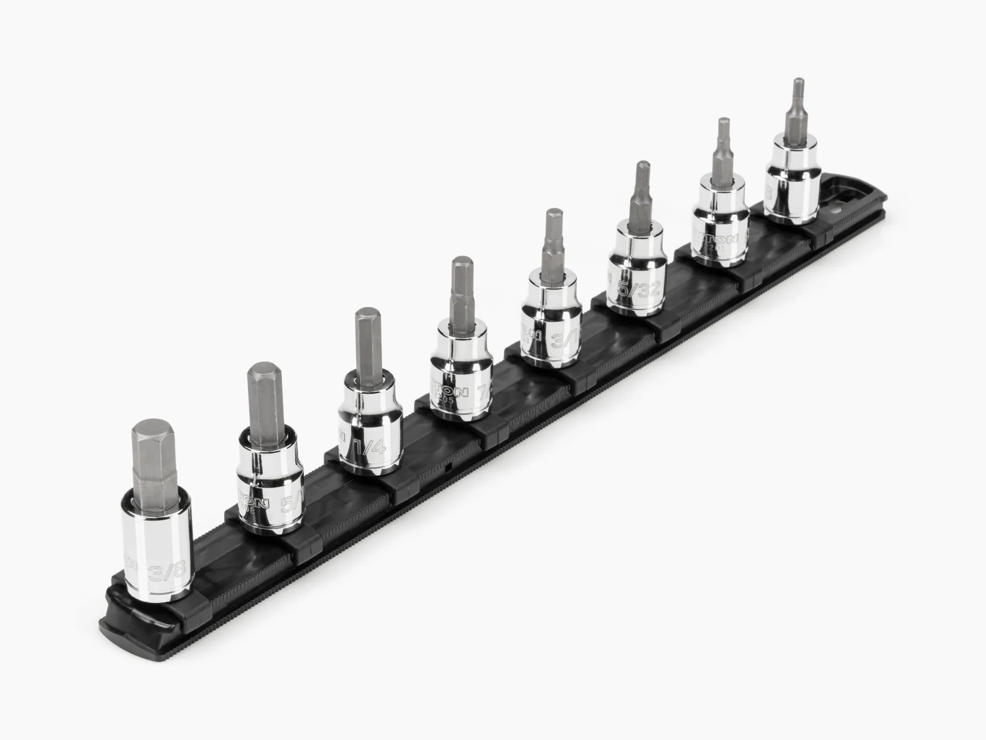 TEKTON SHB91106 zestaw nasadek sześciokątnych z napędem 3/8", 8-częściowy (1/8-3/8") z szyną | SHB91106