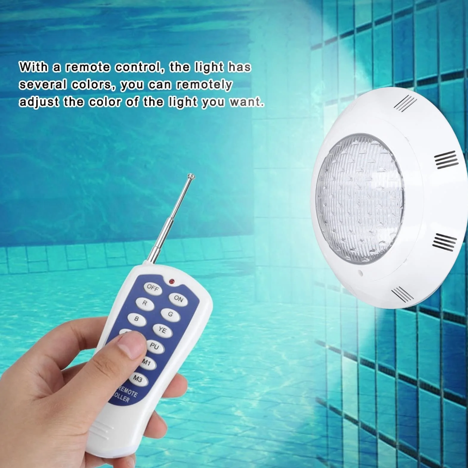 Oświetlenie Basenowe LED, AC12V RGB Multi Color IP68 Wodoodporne Oświetlenie Podwodne LED z Pilotem, Zatapialna Lampa Stawowa o Wysokiej Jasności do Basenów, Dekoracja świetlna (45 W)