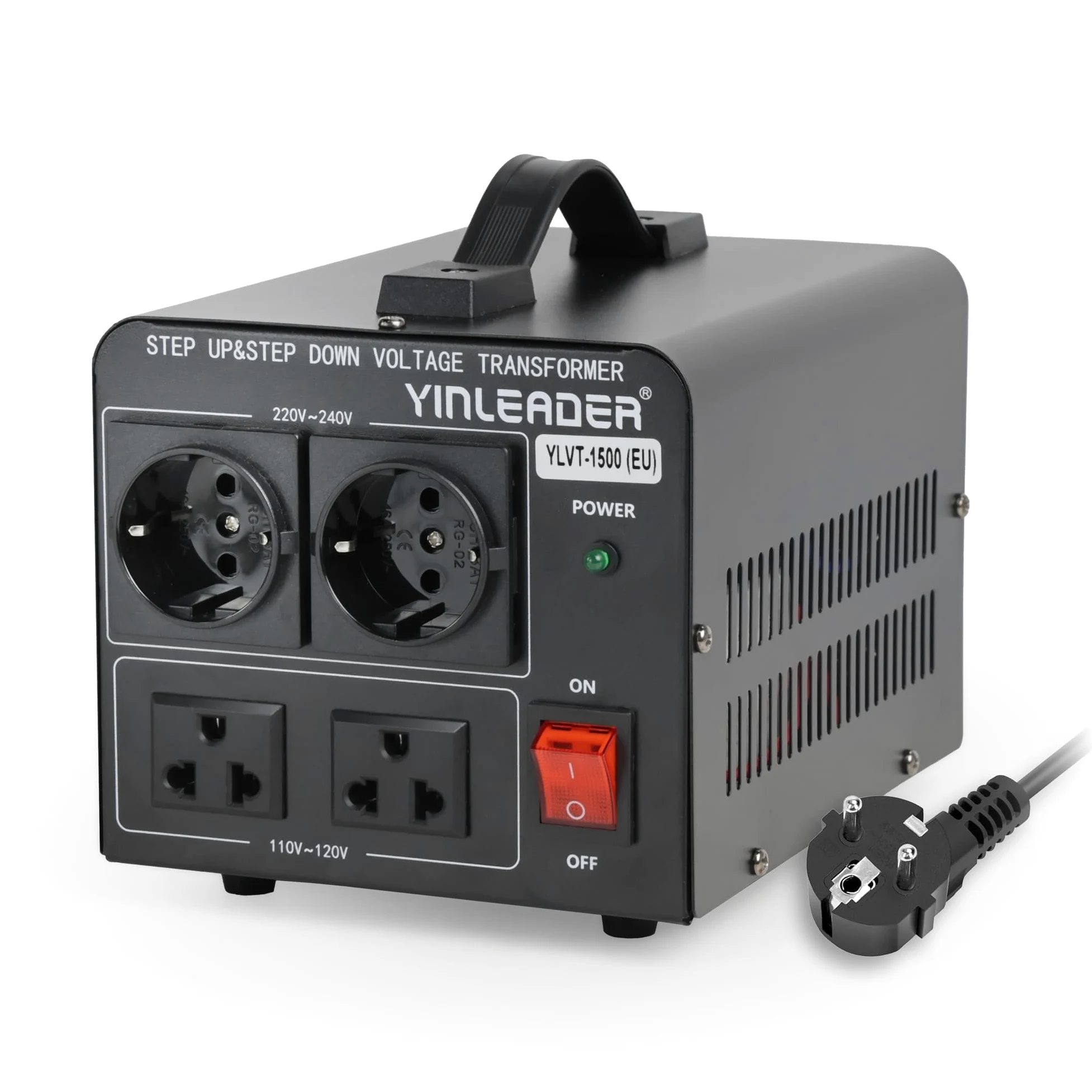 Yinleader Transformator napięcia 1500 VA przetwornica napięcia 230 V na 110 V / 110 V na 230 V