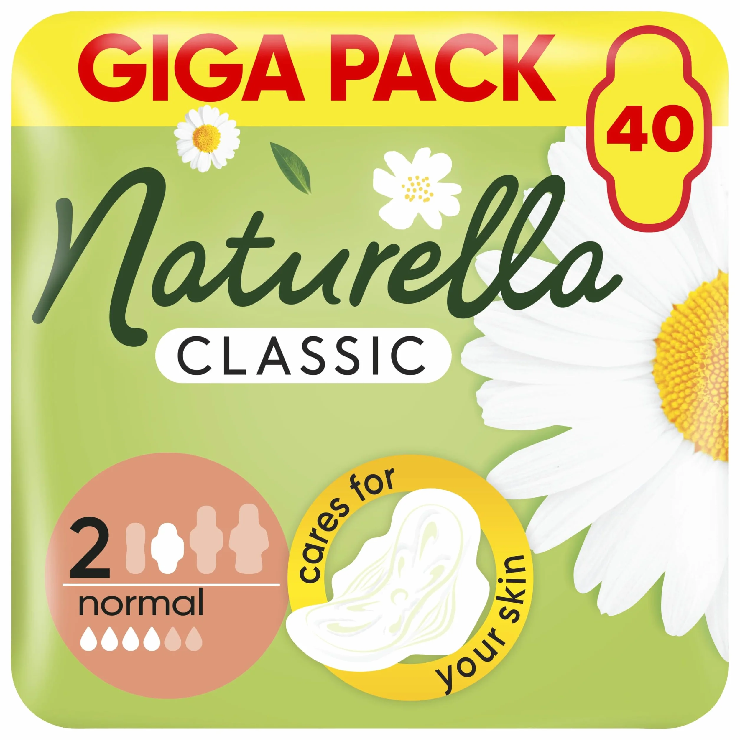 Naturella Maxi podpaski Normal ze skrzydełkami, rozmiar 2, 40 szt., miękkość i niezawodna ochrona