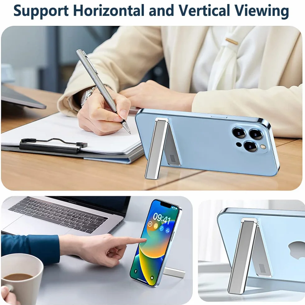 Kinizuxi Ultra cienki stojak na telefon komórkowy, pionowy/poziomy aluminiowy stojak na telefon komórkowy, regulowany kątowy uchwyt na telefon komórkowy do iPhone 14/13/12/11 Samsung akcesoria do