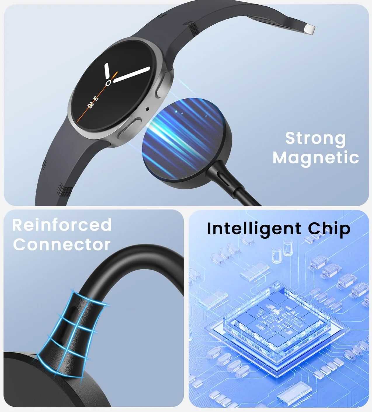 Magnetyczna ładowarka USB C do Samsung Galaxy Watch 8/8 Classic/7/6/6 Classic/5 Pro/5/4/3/FE/Ultra/Active 1/2
