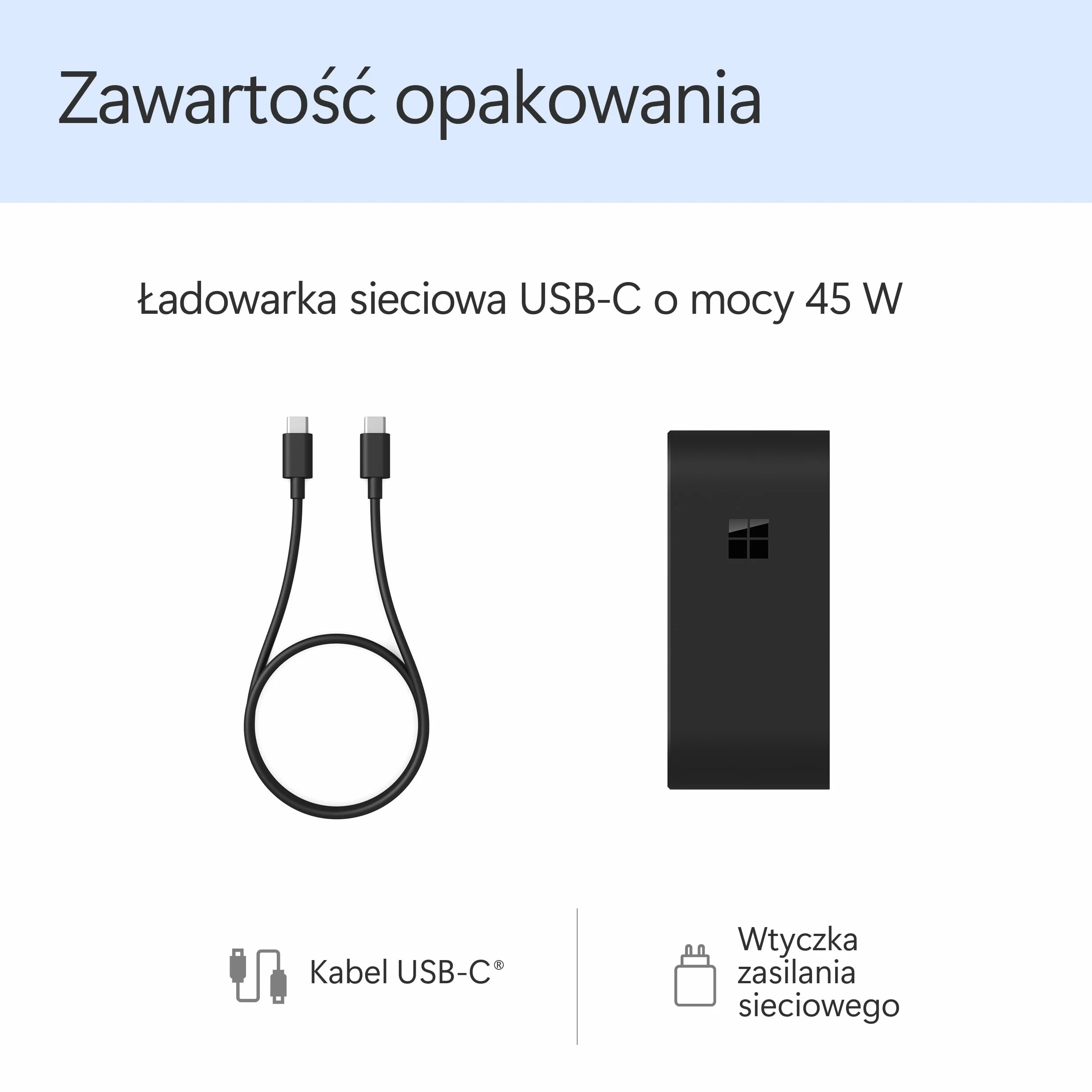 Ładowarka sieciowa Microsoft Surface USB-C o mocy 45 W