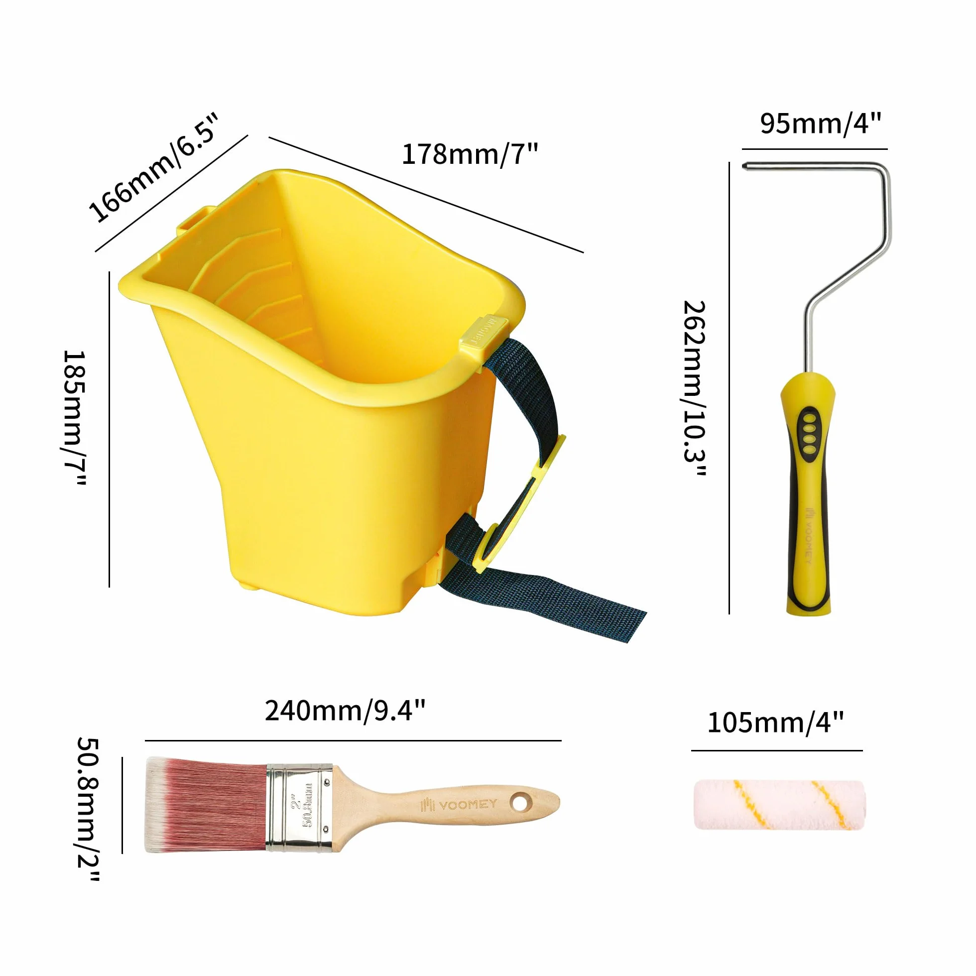 Voomey 18 sztuk wiaderek na farbę, ręczny kubek, 10,2 cm, pędzel, zintegrowany magnetyczny uchwyt szczotki, nadaje się do dekoracji, napraw, małych projektów związanych z farbą i powlekaniem