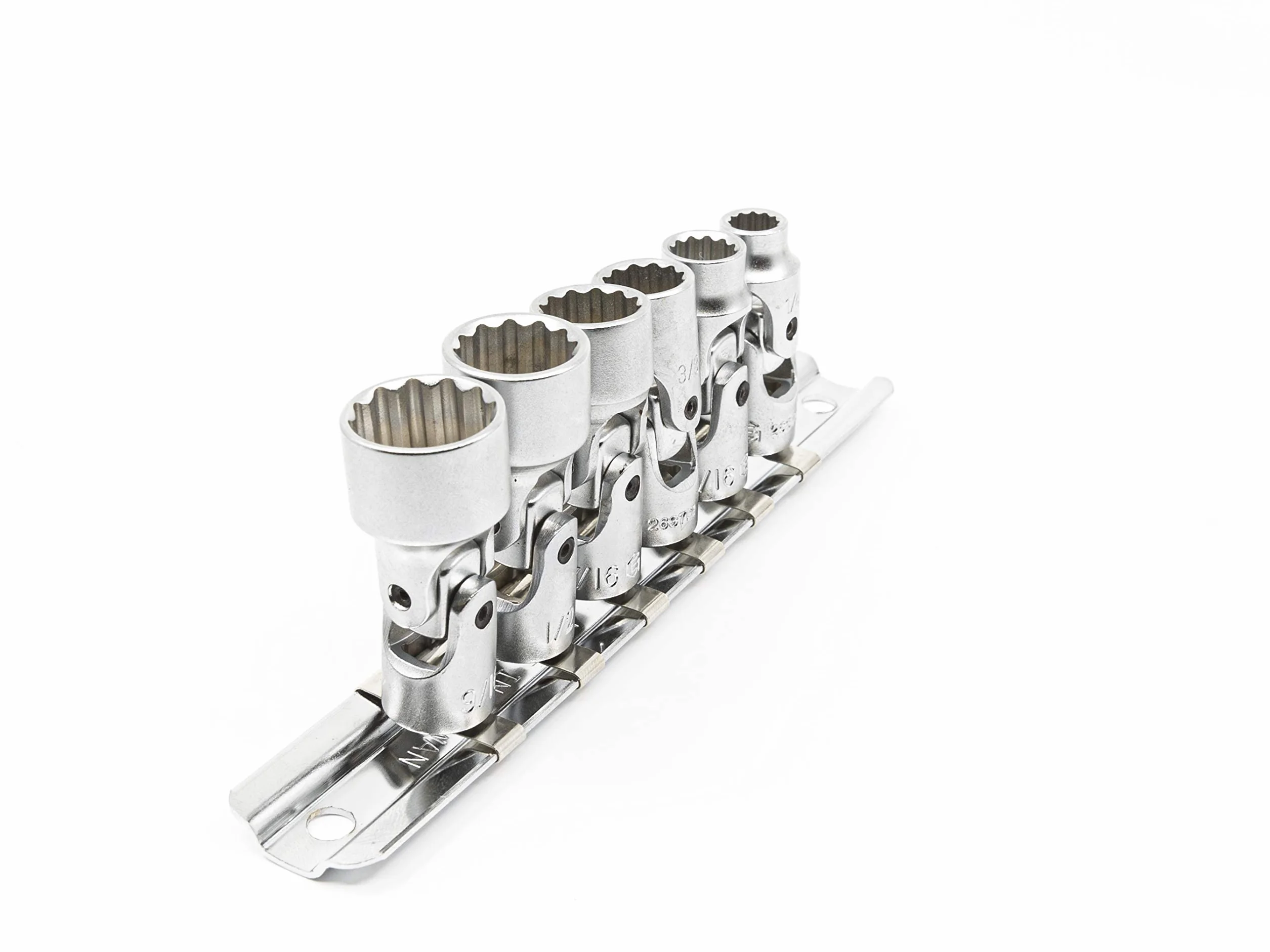 Genius Tools 6-częściowy uniwersalny zestaw nasadek ręcznych 1/4" Drive SAE (12-punktowy), matowe wykończenie - US-206S