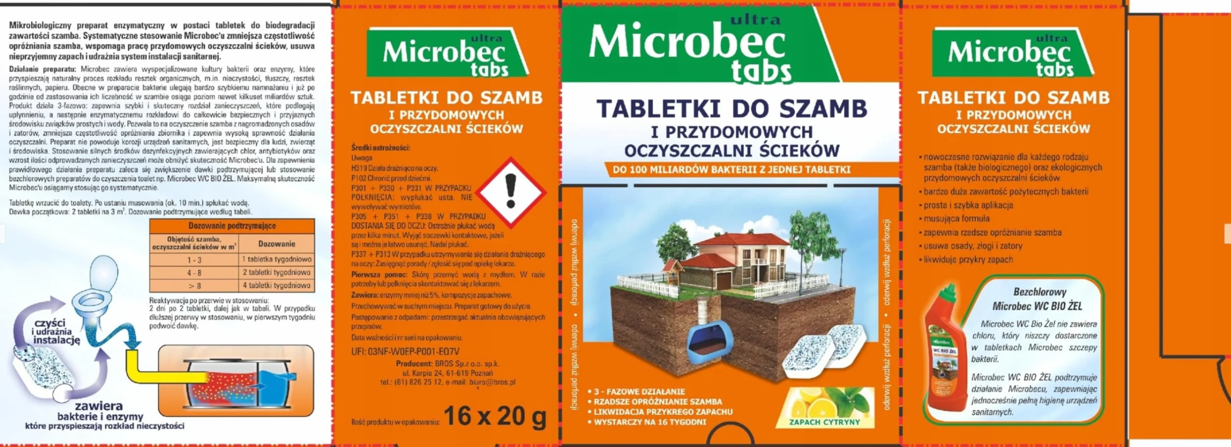 Środek do czyszczenia bakterii, aktywatorów, szamb, oczyszczalni ścieków, 16 tabletek, usuwa nieprzyjemne zapachy przez 16 tygodni