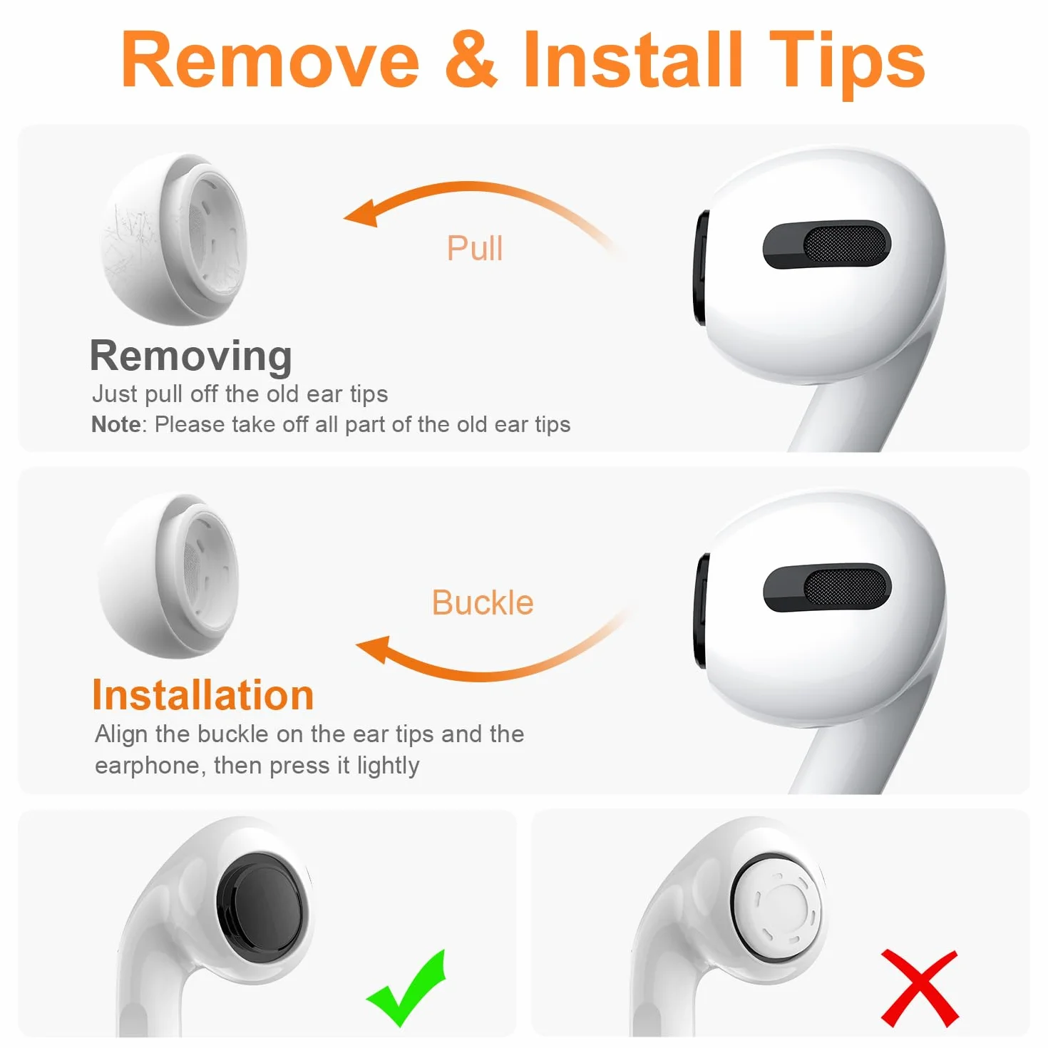 Silikonowe końcówki douszne do AirPods Pro/AirPods Pro 2 (2. gen.) z redukcją hałasu, S/M/L, 12 sztuk
