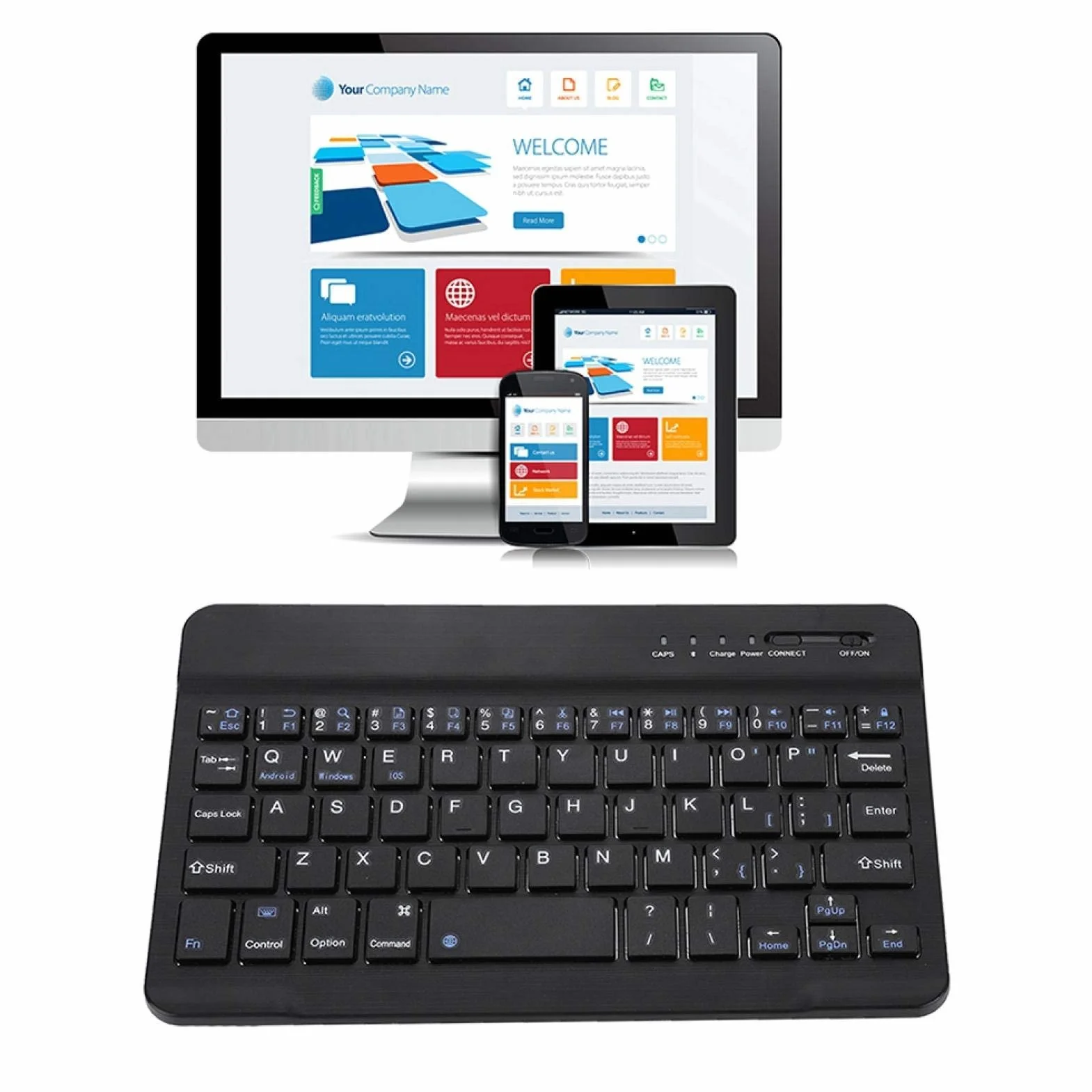 Sxhlseller klawiatura Bluetooth, 7-8 cali bezprzewodowa klawiatura Bluetooth ze stopu aluminium lekka cienka dla dla systemów Android i OS - czarna