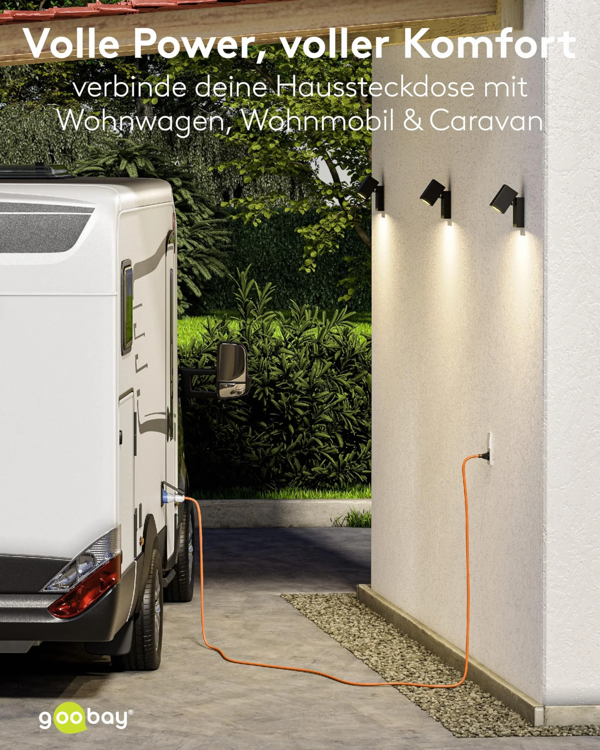 goobay Adapter CEE do przyczepy kempingowej, 1,5 m, wtyczka ochronna do gniazda CEE z pokrywą zamykającą, IP44, kabel kempingowy, przyczepa kempingowa, 76185