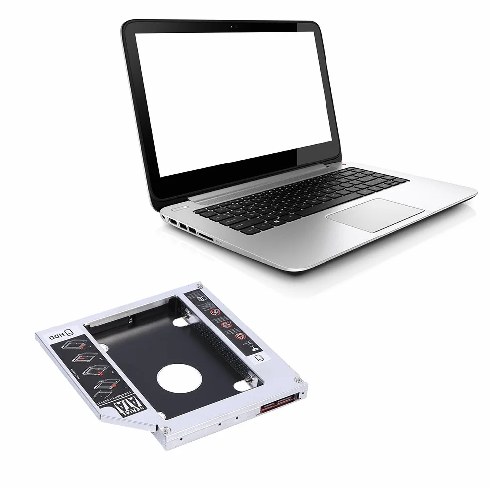 Uniwersalny 12.7mm Aluminiowy Dysk Twardy SATA do SATA 2nd SSD HDD Adapter z Tacą Obudowy do Laptopa CD/DVD-ROM Wnęka Optyczna (12.7 MM)